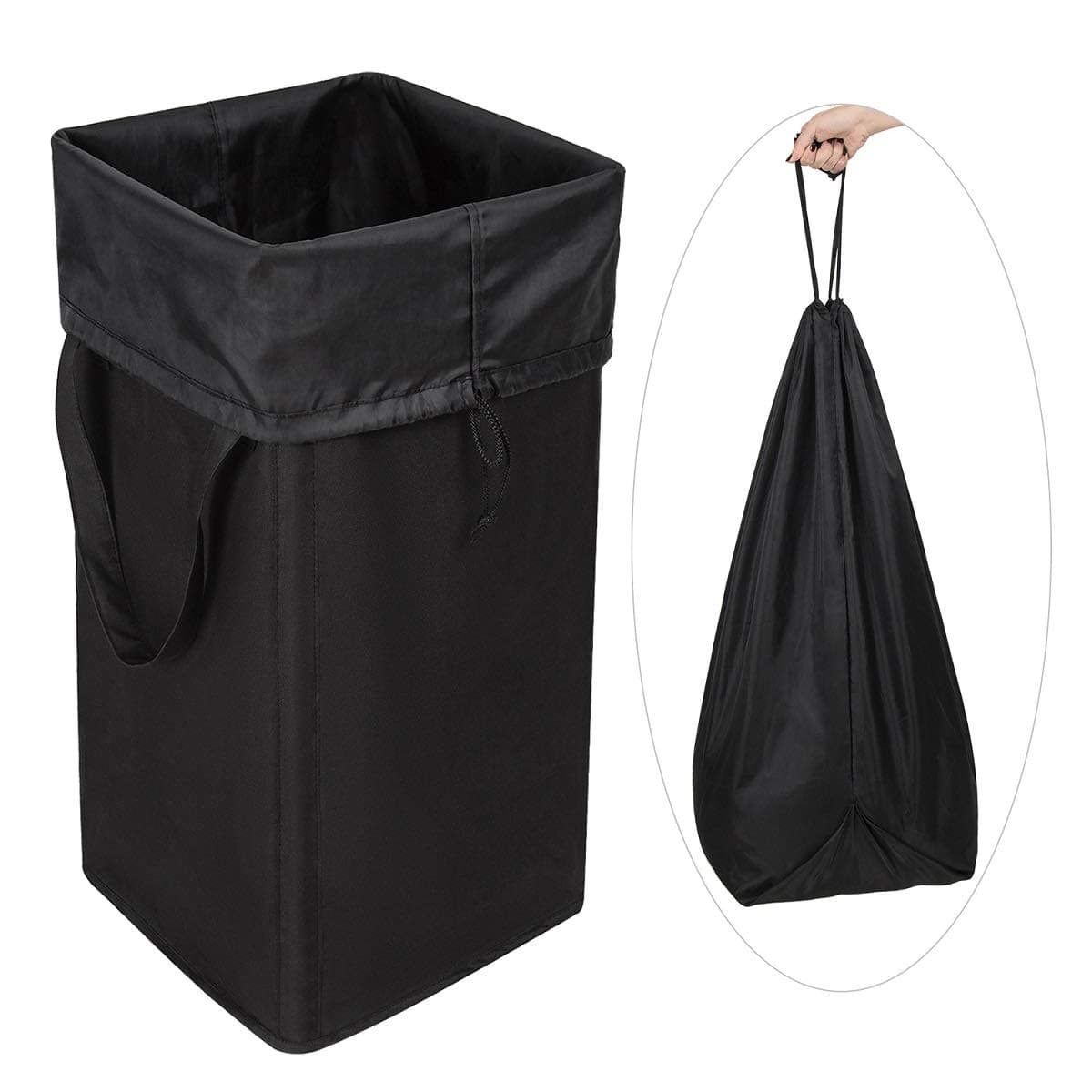 WOWLIVE Large Laundry Hamper Laundry Basket with Removable Laundry Bag Handles Durable Dirty Clothes Organizer for Bathroom Bedroom College Home Room (Black)