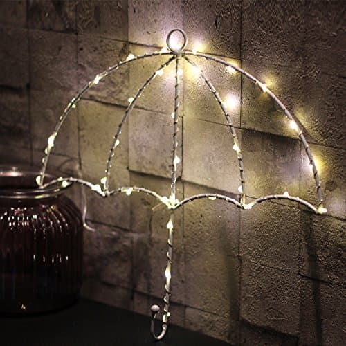 Iron String Light Decor LED Lights, Jeasun Umbrella Stylish Wall Door New Year Xmas Light battery powered for Celebrate Party Baby Kid Gift (Warm White)