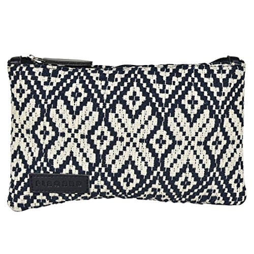 PLACARD Make-Up Envelop Shape Pouch, Cotton and Rexene (Blue and White)