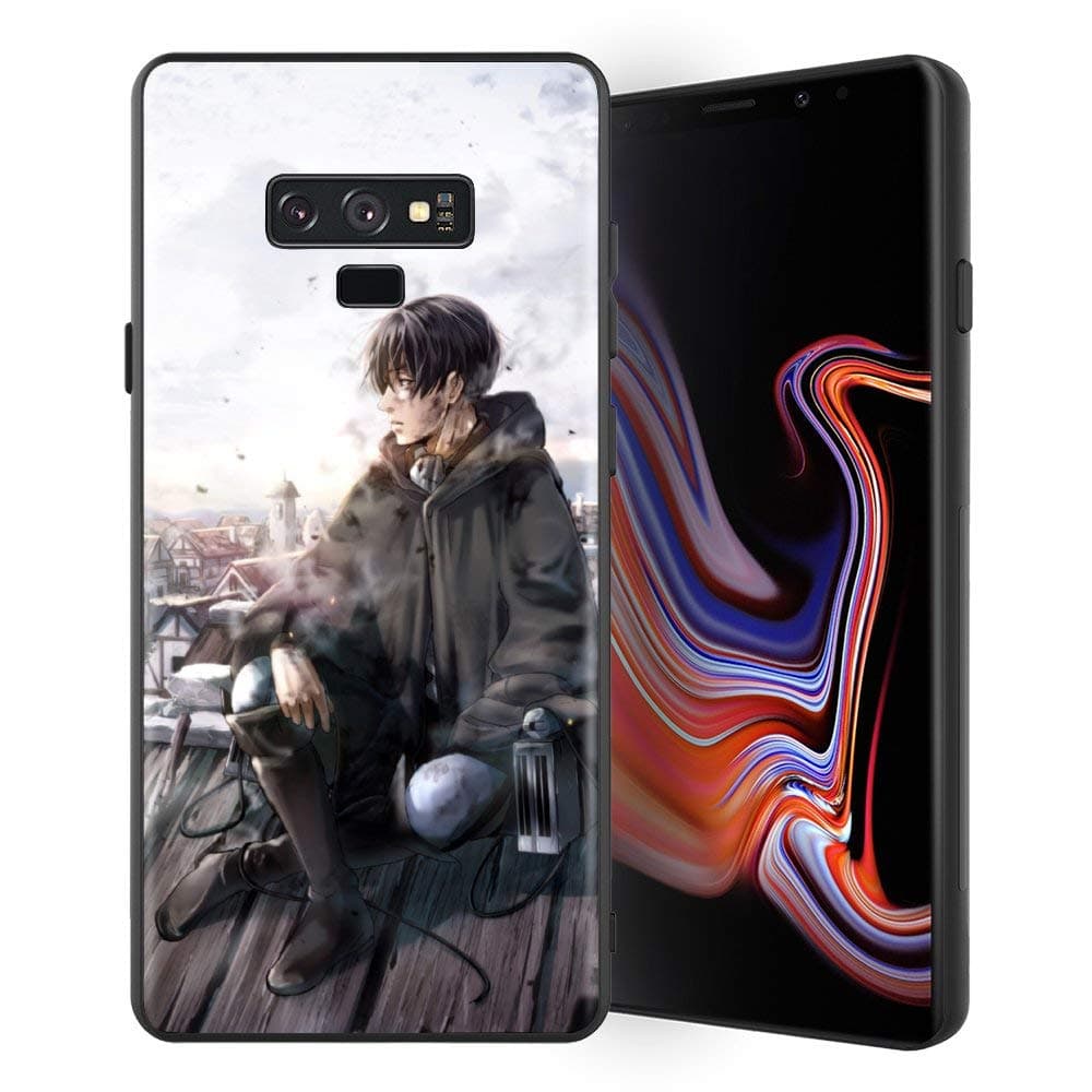 for Galaxy Note 9, Attack-on-Titan Design 005 Tempered Glass Phone Case, Anti-Scratch Soft Silicone Bumper Ultra-Thin Galaxy Note 9 Cover for Teens and Adults