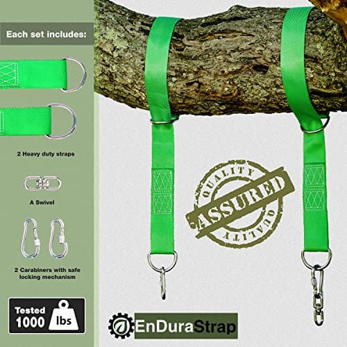 PREMIUM Swing Straps - Safe & Easy Setup - Holds over 2000lbs - 100% Weather Resistant & Durable Swing Set Accessories with Stainless Steel Hardware - Ideal for Tree Swings, Hammocks & Anything Else