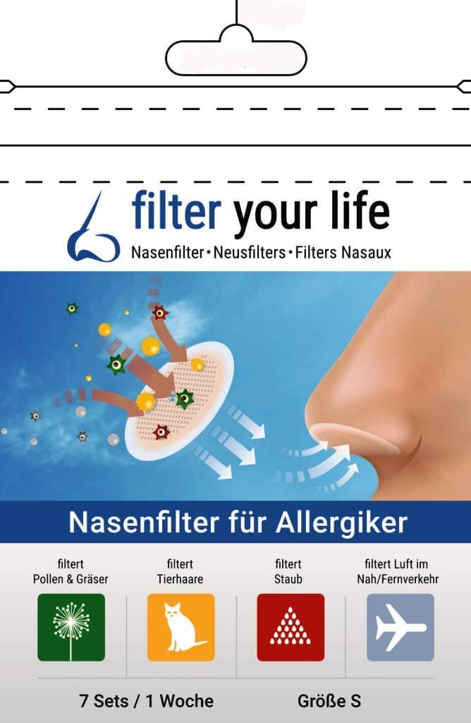 Filter Your Nose LIFE Allergy Filter, Large, Hayfever, Bed Bugs, Dust, Dogs, Cats, Animals, Passive Smoking, Air Pollution, Reduces The Risk Of Infection Virus