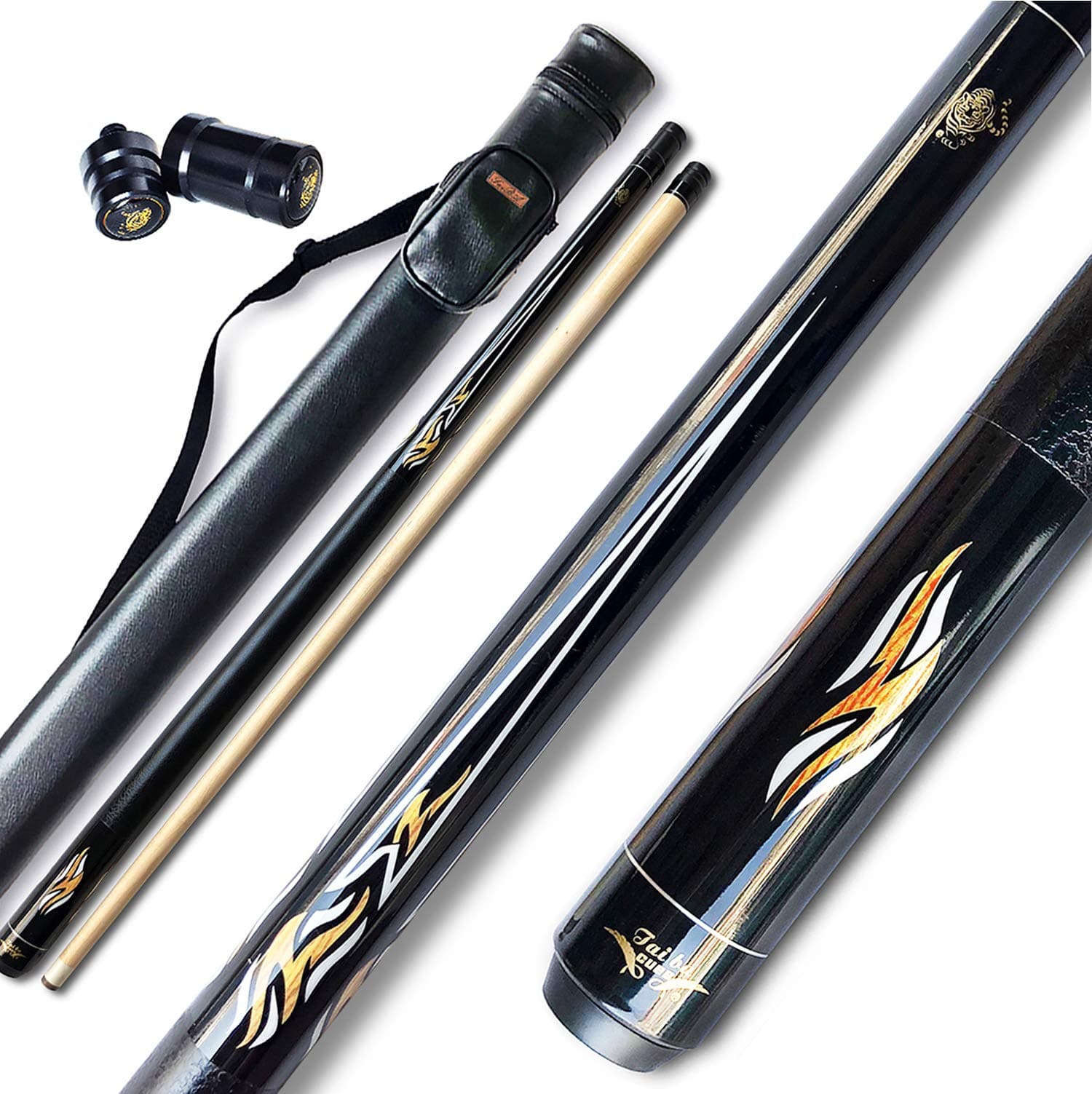 Tai ba cues 2-Piece Pool cue Stick + Hard Case, 13mm Tip, 58", Hardwood Canadian Maple Professional Billiard Pool Cue Stick 18,19,20,21,22 Oz Pool Stick (Selectable)-Blue, Black, Red, Gray, Green