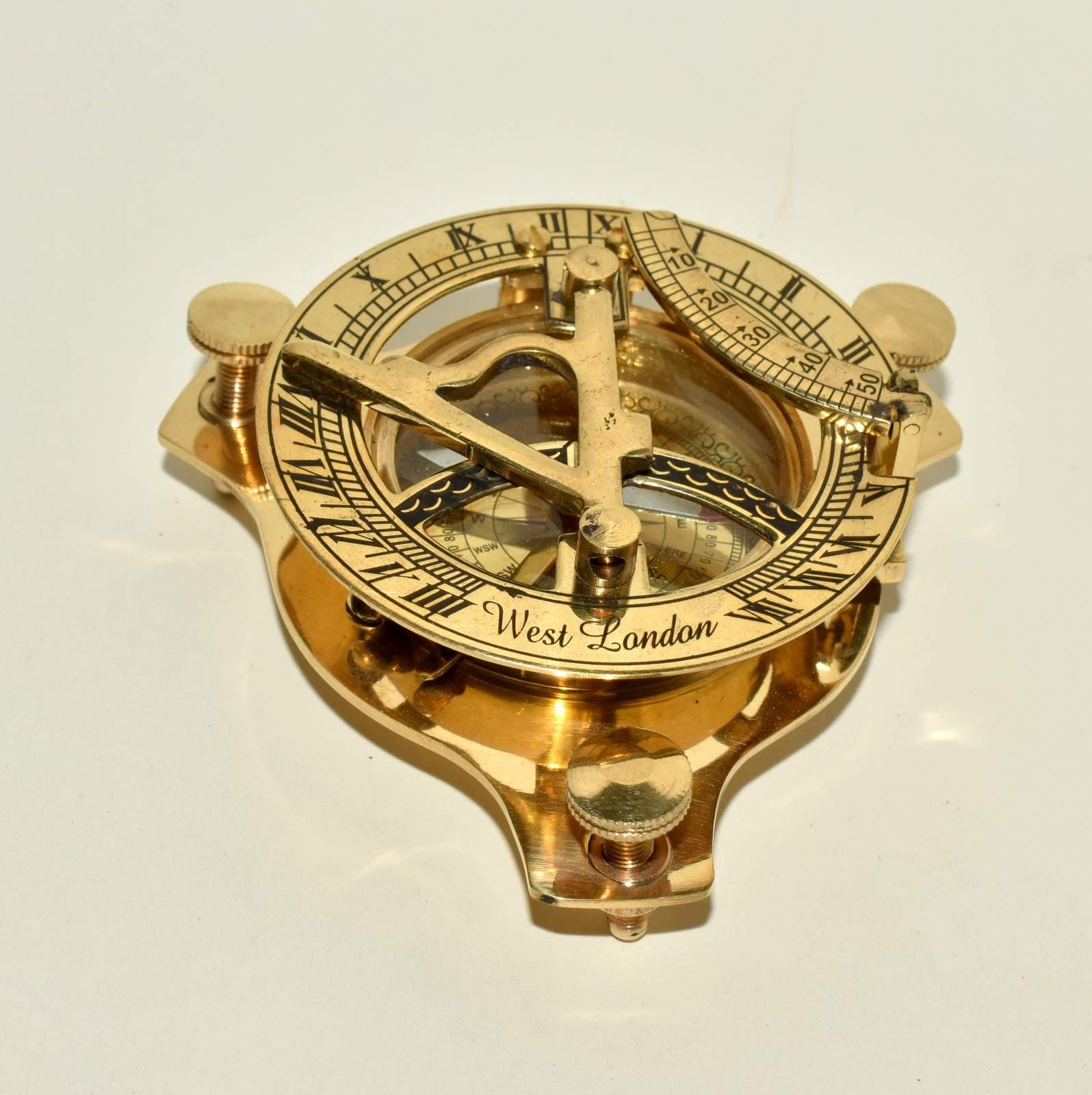 Solid Brass WEST LONDON Maritime Navigation Sundial Compass Nautical Decor Gift