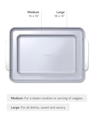 Non-Stick Ceramic Baking Sheet Duo - Naturally Slick Ceramic Coating - Non-Toxic, PTFE & PFOA Free - 18 x 13" Large & 15 x 10" Medium - Perracotta