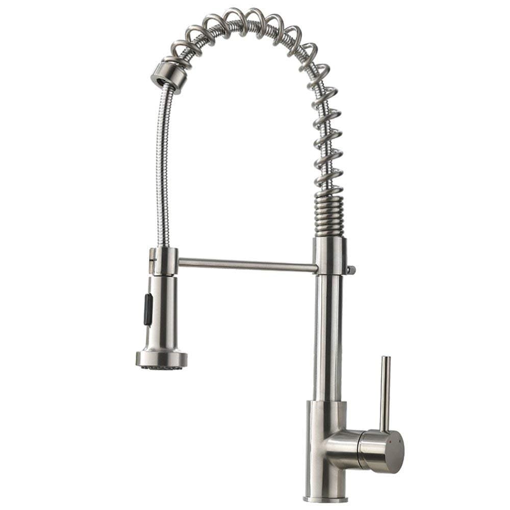 VAPSINT Modern Brushed Nickel High Arch Pull Down Pre Rinse Pull Out Sprayer Single Handle Kitchen Faucet, Pull Down Kitchen Sink Faucet