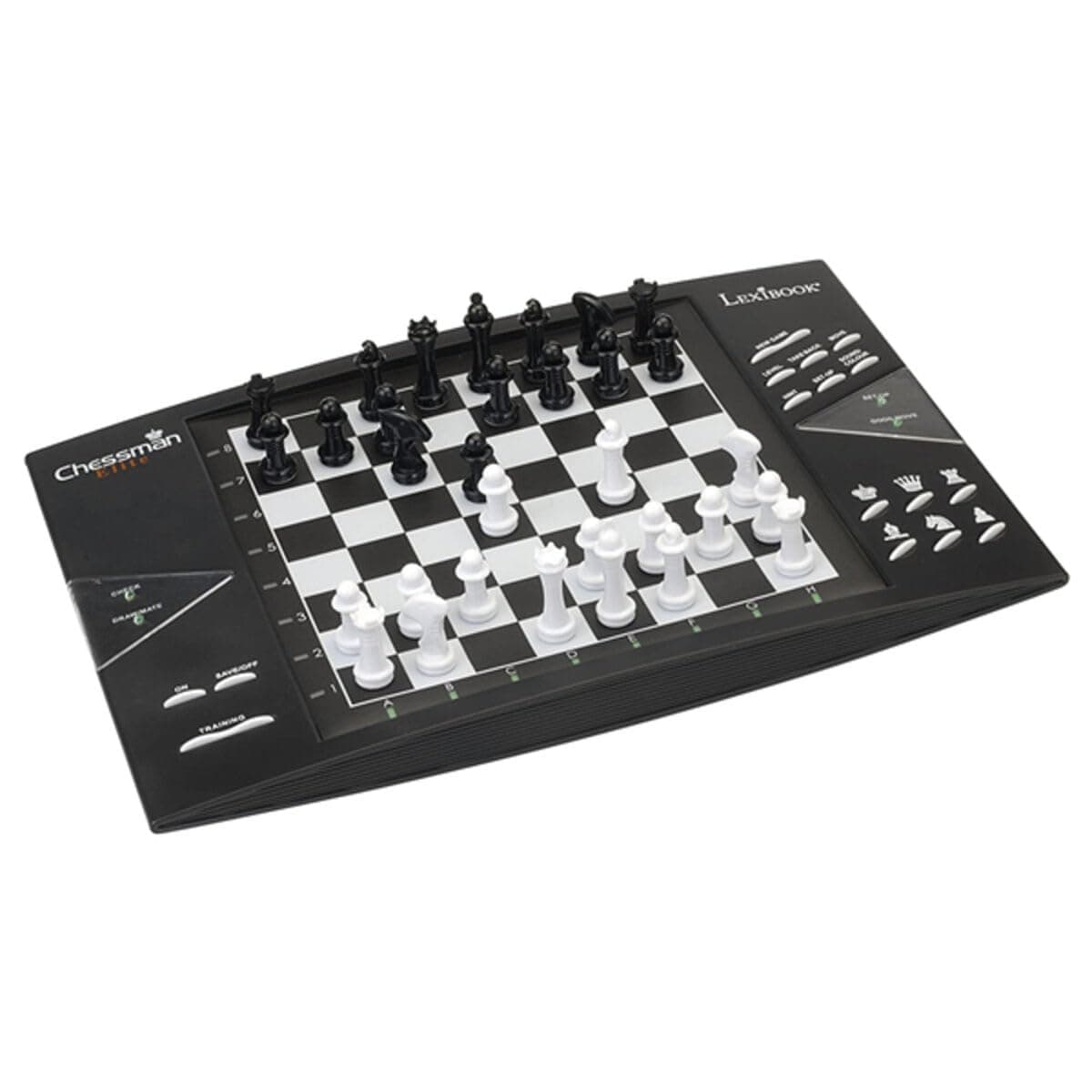 Lexibook, Chessman Elite, Interactive Electronic Chess Game, 64 Levels of Difficulty, LEDs, Battery Powered or 9V Adapter, Black/White, CG1300