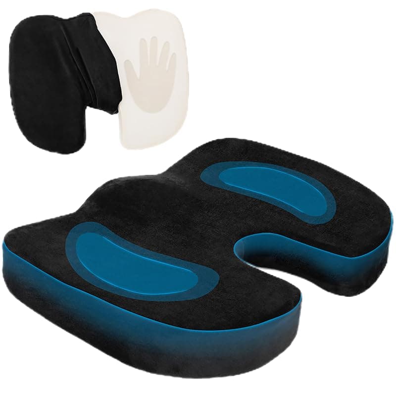 NOWTRY Seat Cushion Memory Foam Cushions for Coccyx Tailbone Sciatica Pain Relief Orthopedic Car Seat Cushion Pads Lower Back Support for Office Seat Wheelchair Chair Car Seat Wheelchair (Black)…