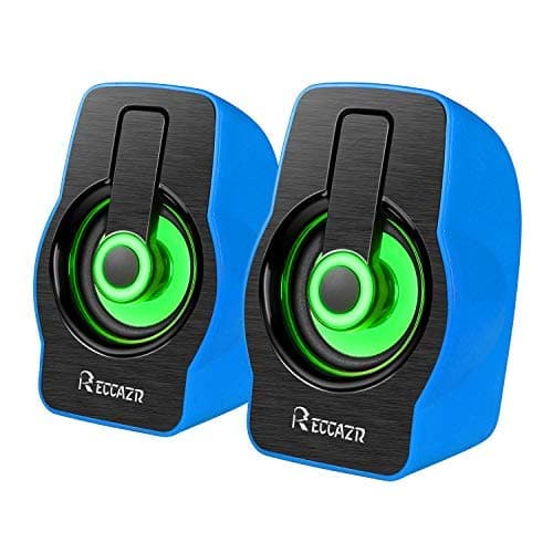 Night Light Computer Speakers,Reccazr 2070 USB-Powered PC Multimedia External Speakers with 7 colors Breathing Lighting |Blue