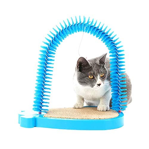 Perktail Plastic Cat Self Grooming Scratcher Rubbing Device Cat Back Scratching Arch Self-Groom Pet Hair (Sky Blue)