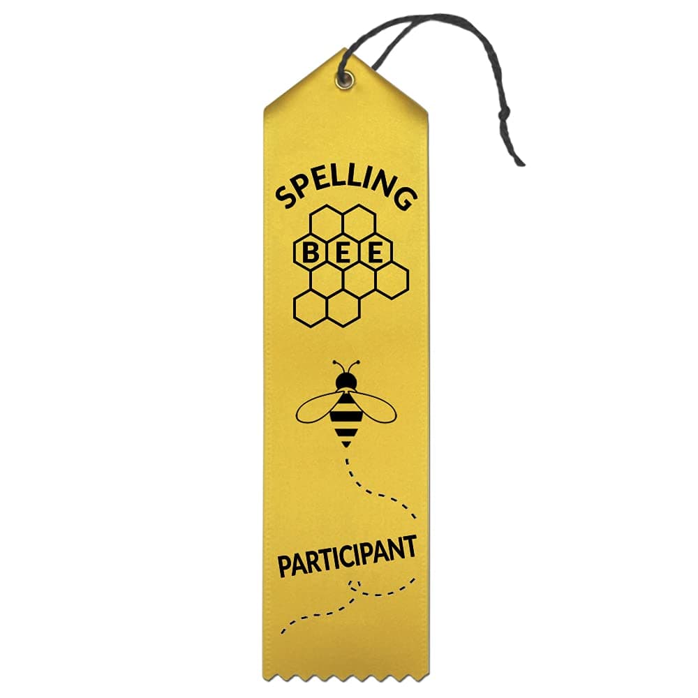 25 Pack - Spelling Bee Participant Ribbons with Card & String