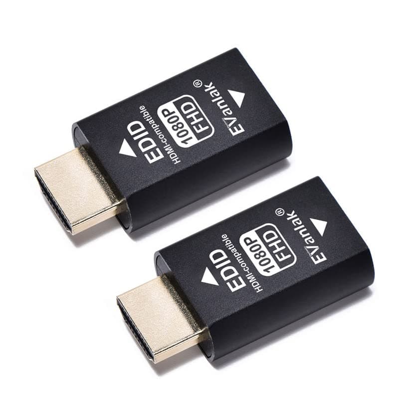 3rd Generrtion Hdmi Edid Emulator Passthrough Eliminated Emulator Adapter Work with Mac Thunderbolt to HDMI Switches/Extender/AV Receiver/Video Splitters -1920X1080@59hz-2pack