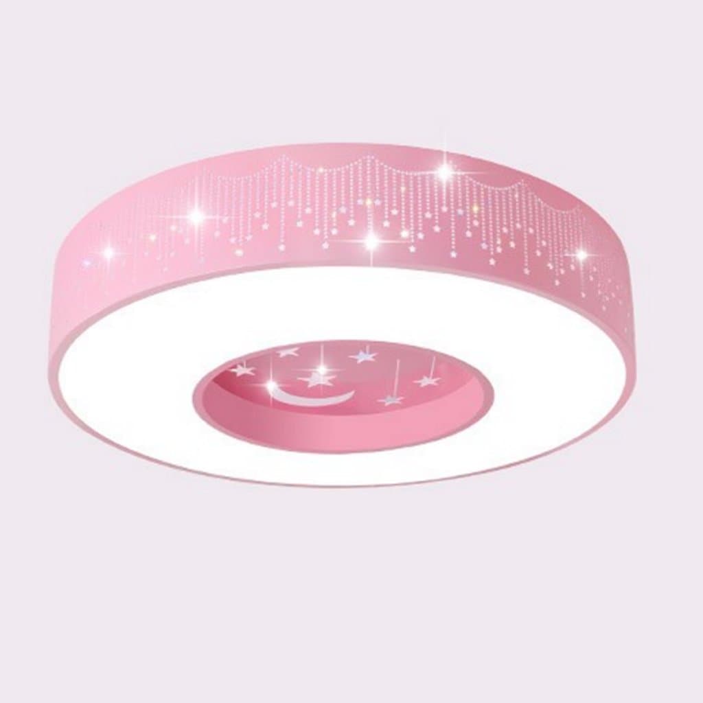 Children's Ceiling Light LED Star Moon Semi-Embedded Lighting SYAODU Boys Girl Bedroom Ceiling Lighting AC110-240V Round Clamp 50CM (19.7inch) * 9CM (3.5inch) (Color : Pink)