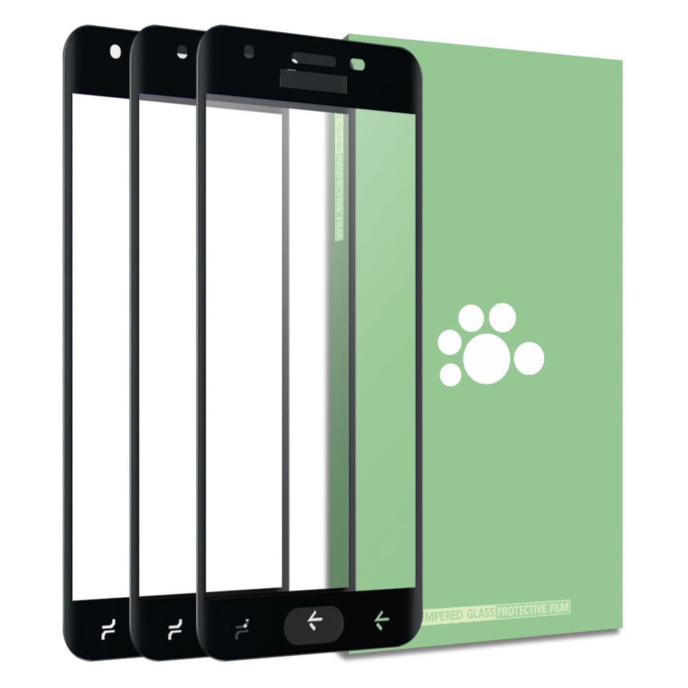 Samsung Galaxy J7 2018 Tempered Glass Screen Protector-(3 Pack) Clear Anti-glare Anti-Fingerprint Ultra-thin 9H Hardness Full Coverage Silk Print Protective Film For Samsung Galaxy J7 2018 SM-J737