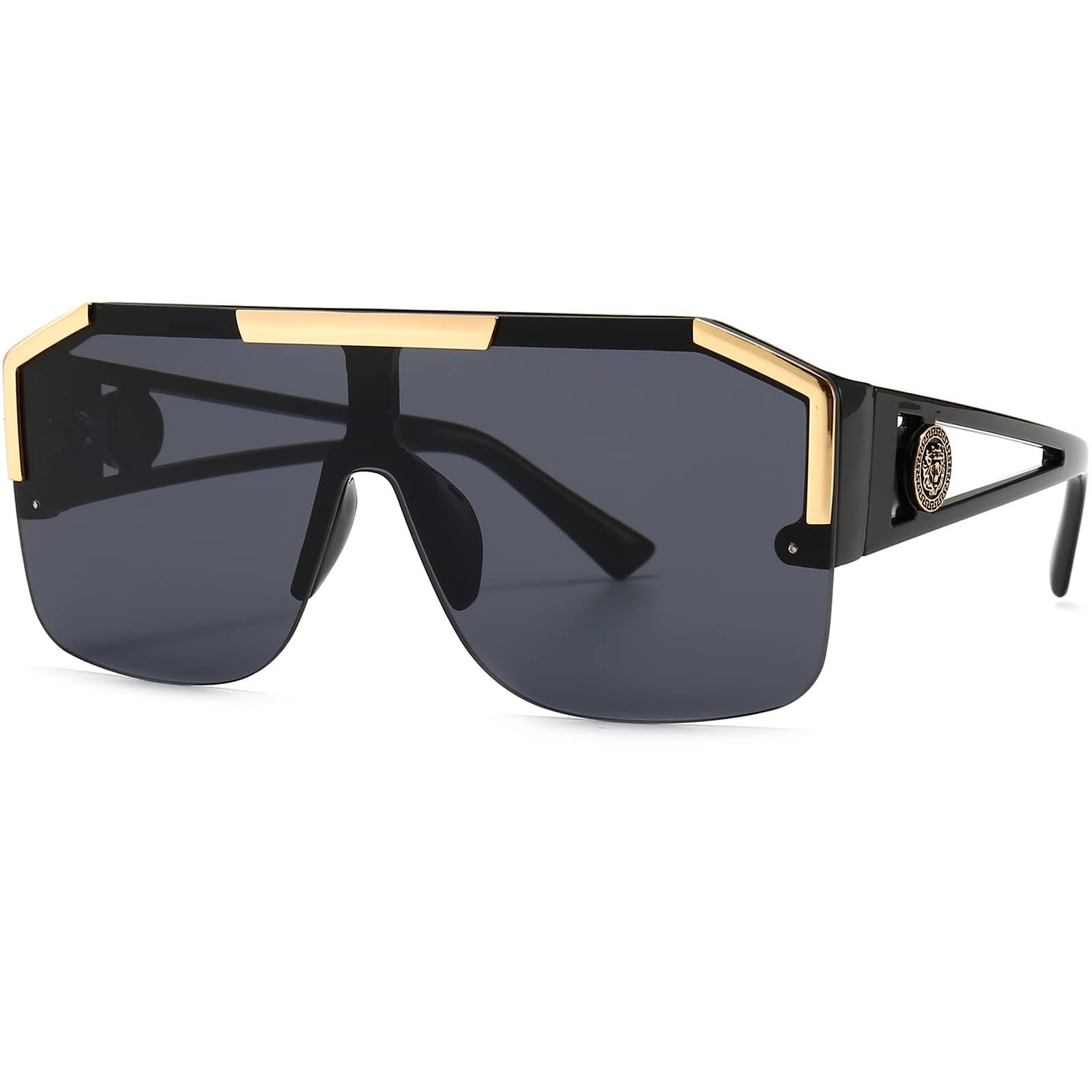 Square Oversized Sunglasses Flat Top Shield Sun Glasses for Men Women One Lens Square Shades