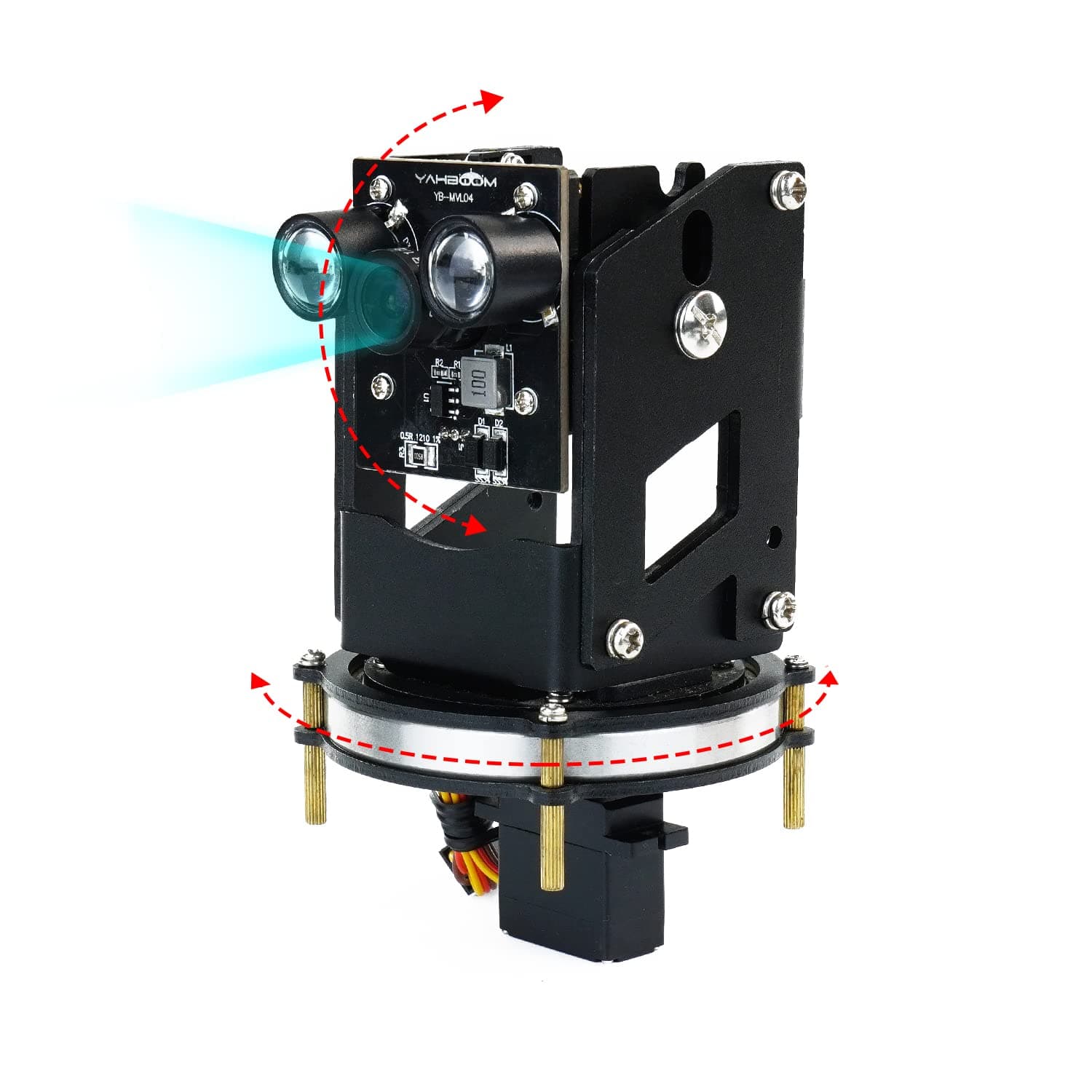 Yahboom Digital Servo Multi-Angle Steering Gimbal Electric 2 Degrees of Freedom DOF Camera PTZ with LED Light for DIY Robot Car (2DOF Advanced Ver)