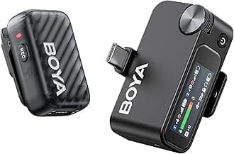 BOYA BOYAMIC 2 Wireless Lavailer Microphone for iPhone 15/16, Android, Camera, AI Noise Reduction, 48KHz/32Bit(Optional), Mini Clip on Mic, Lapel Mic, App Control, 300m