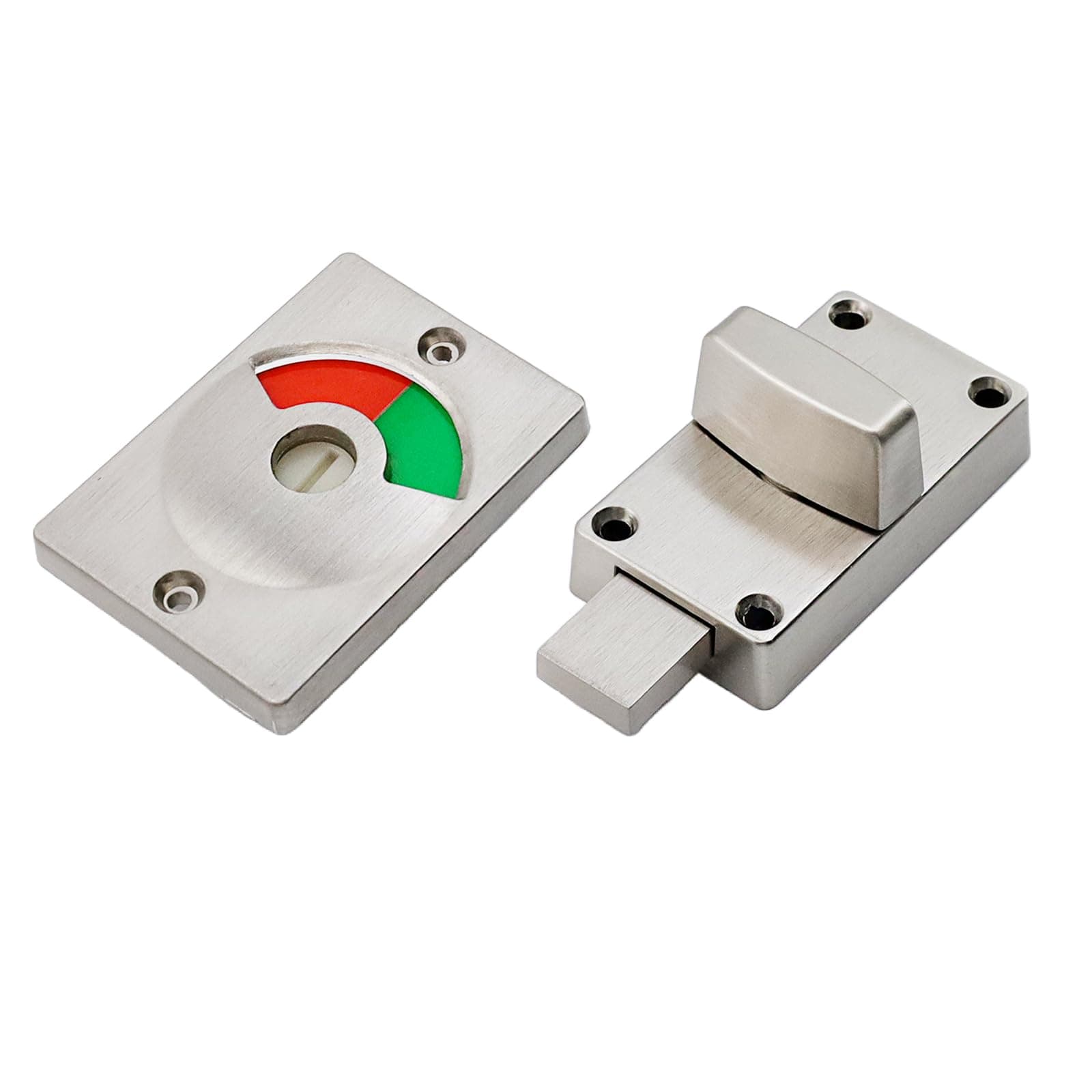 Mcredy Door Indicator Lock Latch Indicating Lock Door Bolt Latch for Bathroom WC Public Restroom Toilet Stainless Steel Silver 1 Set