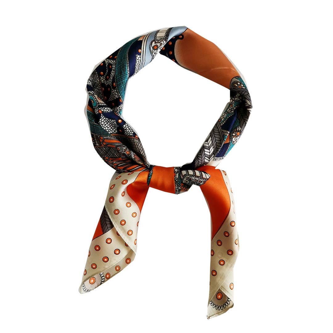 Silk Feeling Scarf Medium Square Satin Head Scarf for Women 27.5 × 27.5 inches