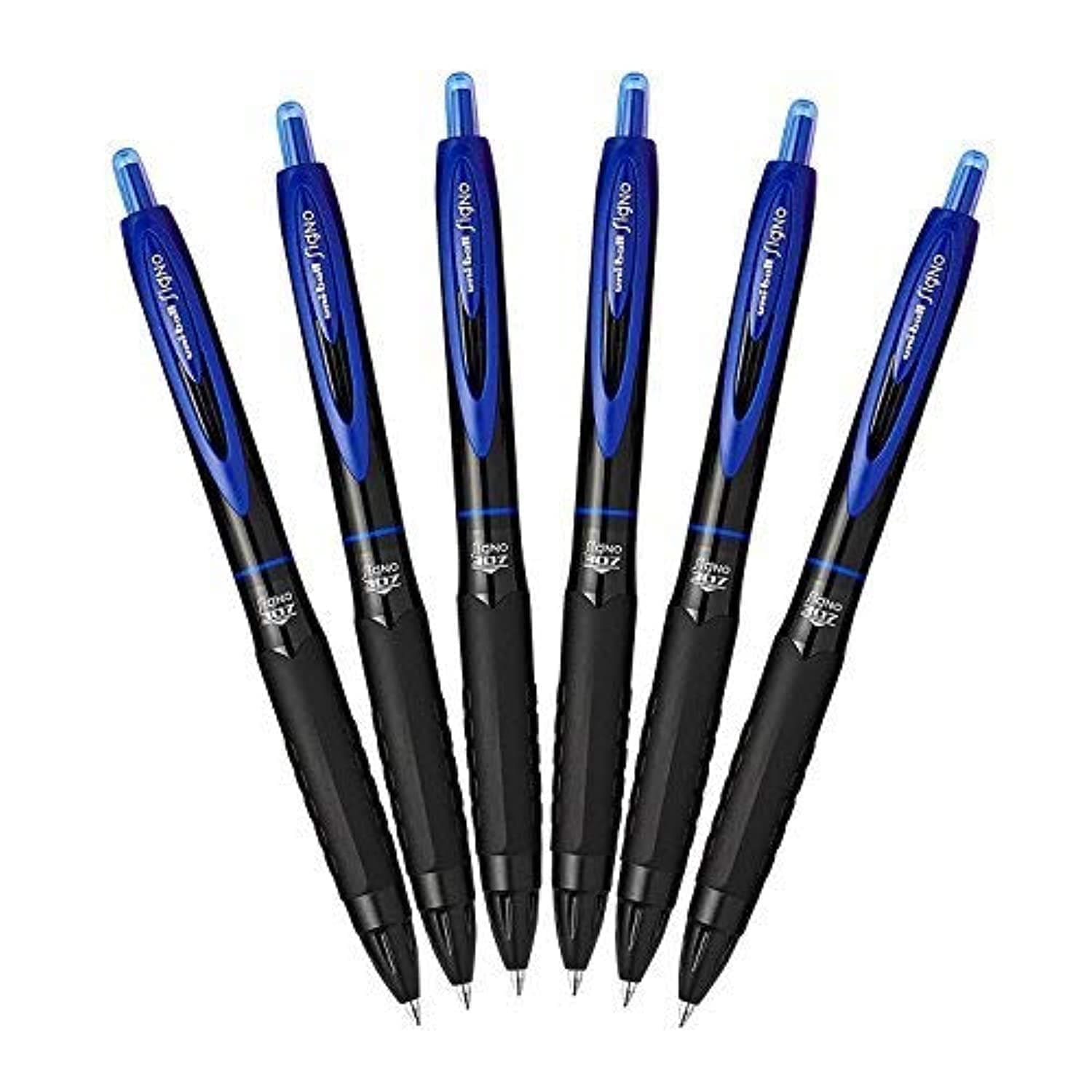 307 Retractable Gel Ink Pens, Medium Point 0.7mm, Pack Of 6 (Blue)