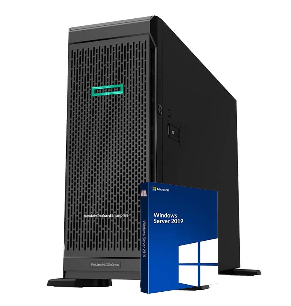 ProLiant ML350 Gen10 Tower Server Bundle with 2 x Intel Xeon Silver 4110, 32GB DDR4, 7.68TB Enterprise SSD, RAID Windows Server 2016
