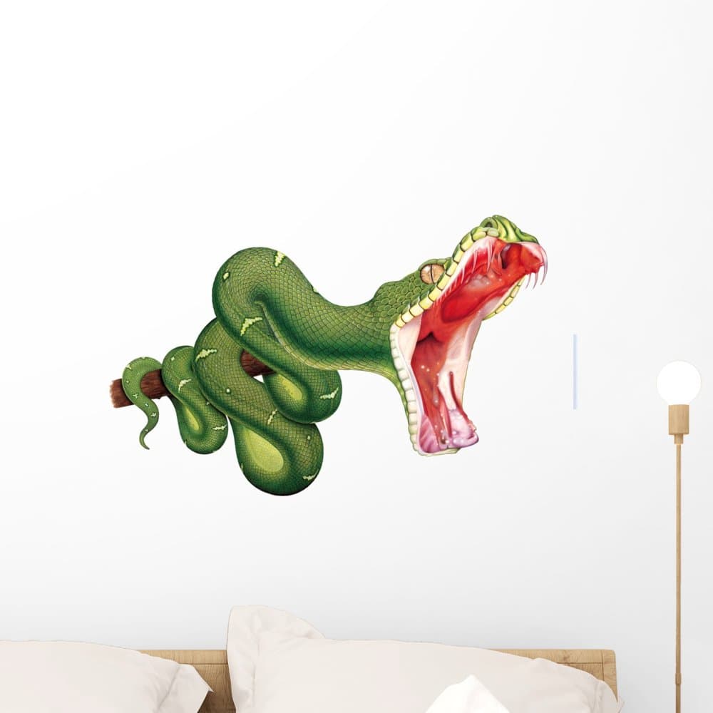 Emerald Tree Boa Snake Wall Decal by Wallmonkeys Peel and Stick Graphic (24 in W x 16 in H) WM283465