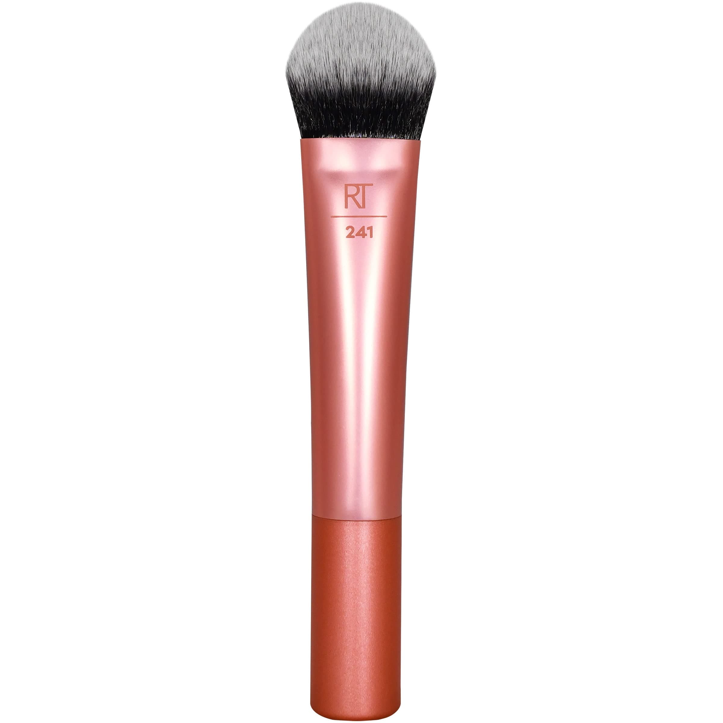 REAL TECHNIQUES Seamless Complexion Makeup Brush, Four Foundation, Primer, And Moisturizer, Makeup & Skincare Face Brush, Streakfree And Natural Finish, Orange, 1 Count