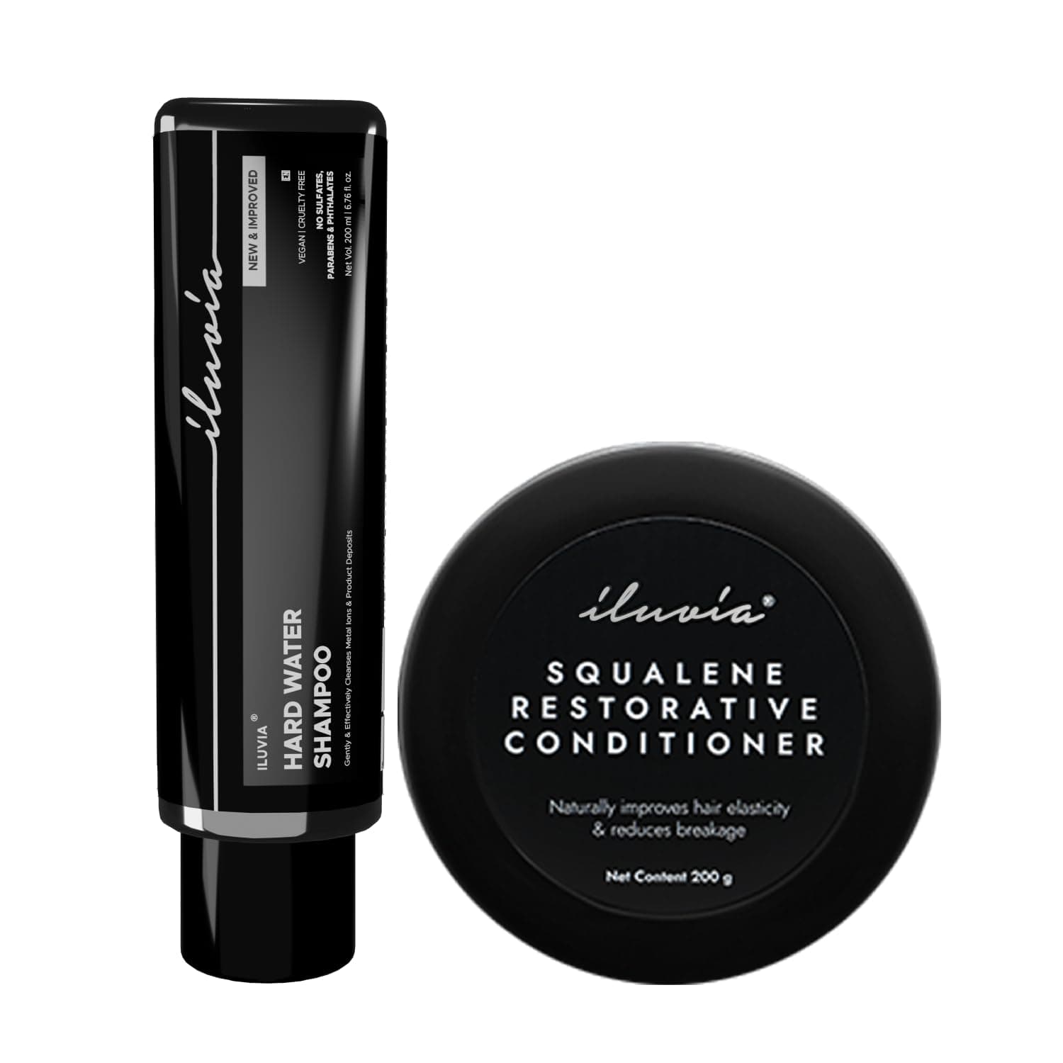 Professional Tin Box Eco friendly Packaging Combo - Hard Water Shampoo & Squalene Restorative System (Paraben free, Phthalate free, 2 in 1 Haircare)