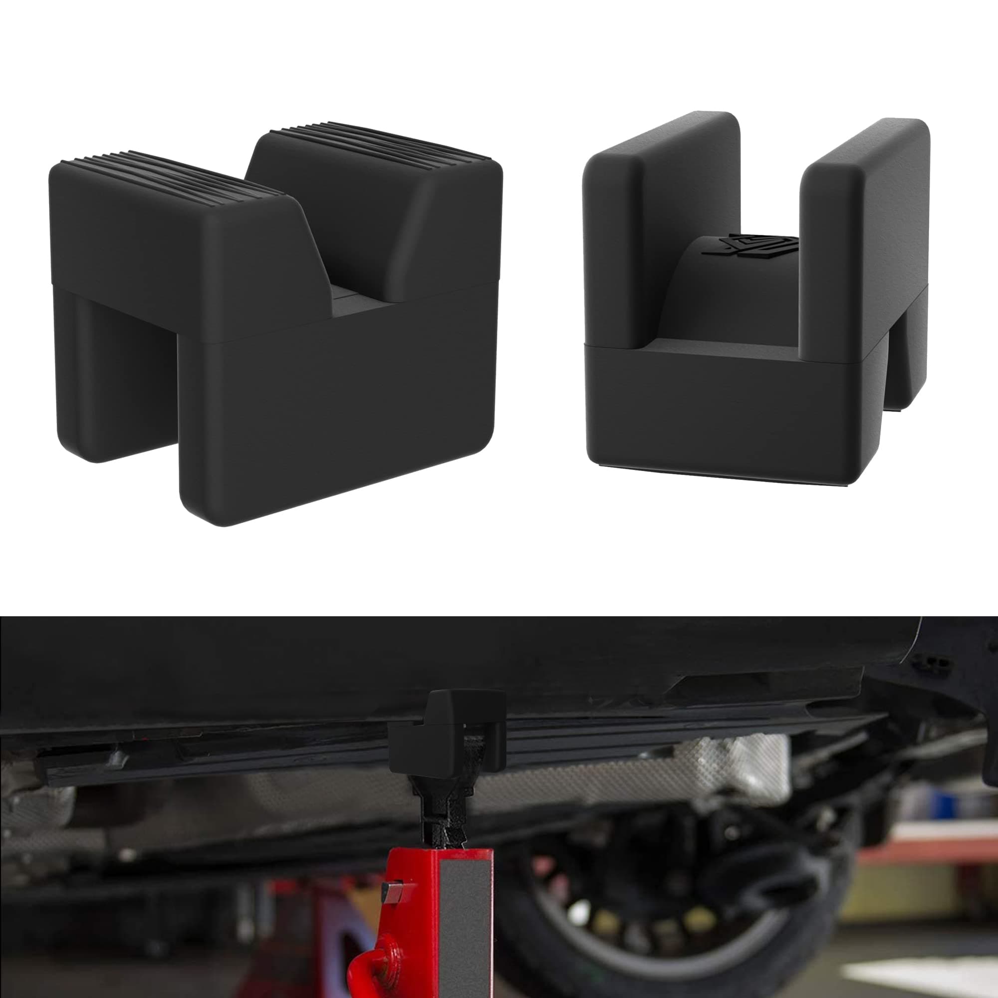 2 Pcs Car Jack Pad Adapter for Jack Stand Universal Rubber Slotted Frame Rail Pinch Welds Protector - 3.0 tons (Cube, 2)