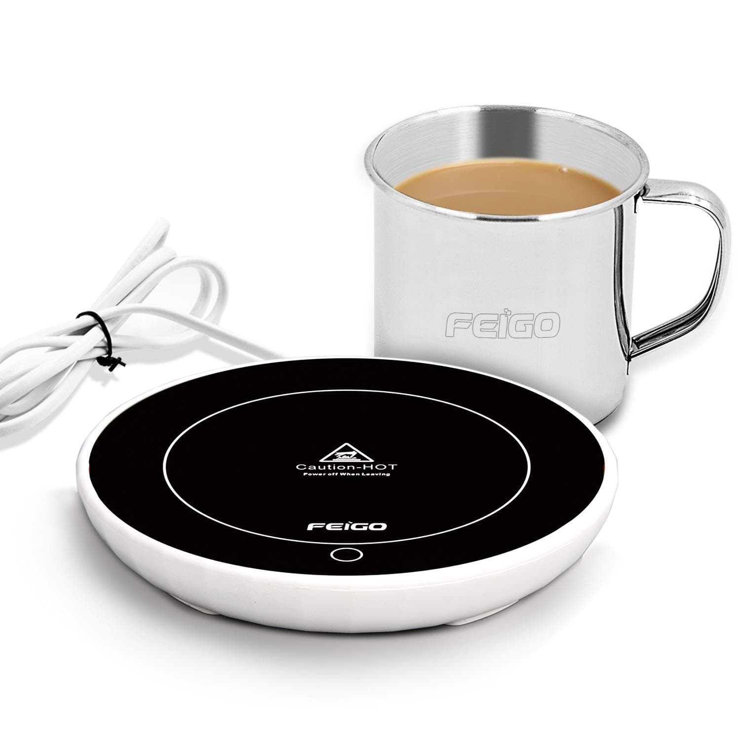 Zoiibuy Feigo cup warmer automatic gravity switch coffee warmer coffee tea cup warmer multifunctional cup heat retention plate resistant glass with insulated cup 220 V 18 W for office home use