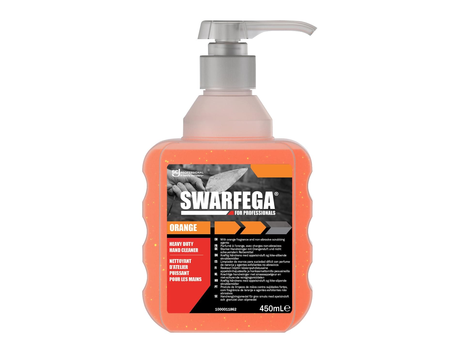 Swarfega Orange Hand Wash, Solvent-Free Heavy Duty Hand Cleaner with Natural Scrub and Moisturisers, Gentle on Skin 450ml Pump