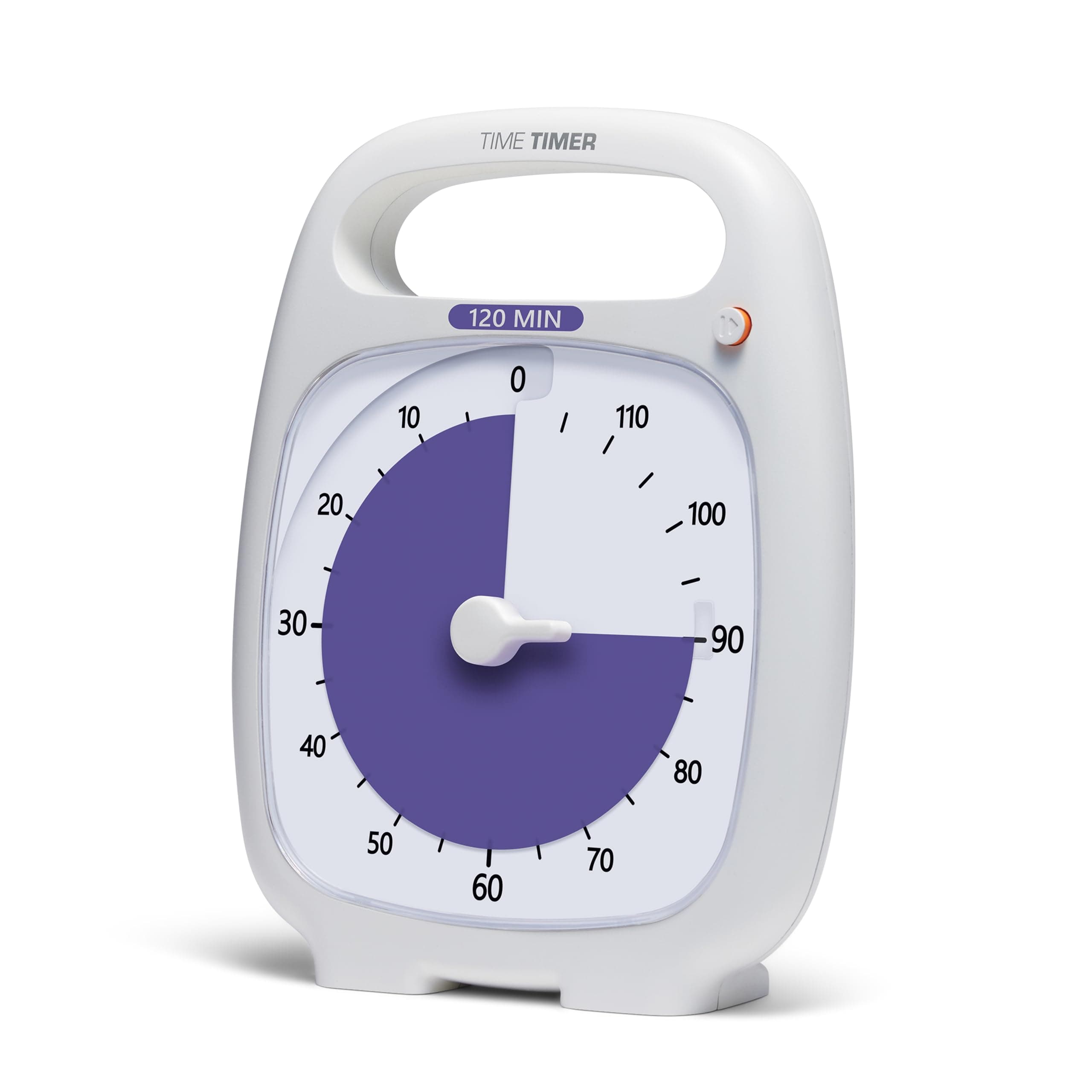 PLUS 120 Minute Desk Visual Timer Countdown Timer with Portable Handle for Classroom, Office, Homeschooling, Study Tool, with Silent Operation (White)