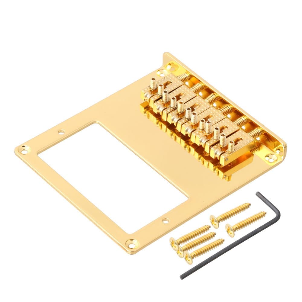 LYWS Humbucker Guitar Bridge Roller Saddle 6 String for Tele Telecaster Guitar (Gold)
