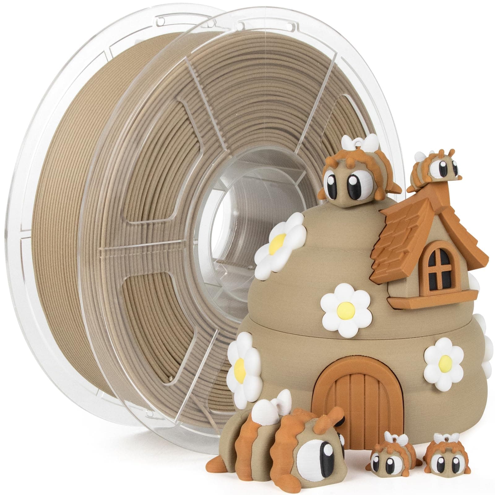 iSANMATE Wood PLA Filament 1.75mm, Real Wood Fiber Added 3D Printer Filament, Light Wood Fits for Most FDM 3D Printers 1kg/Spool