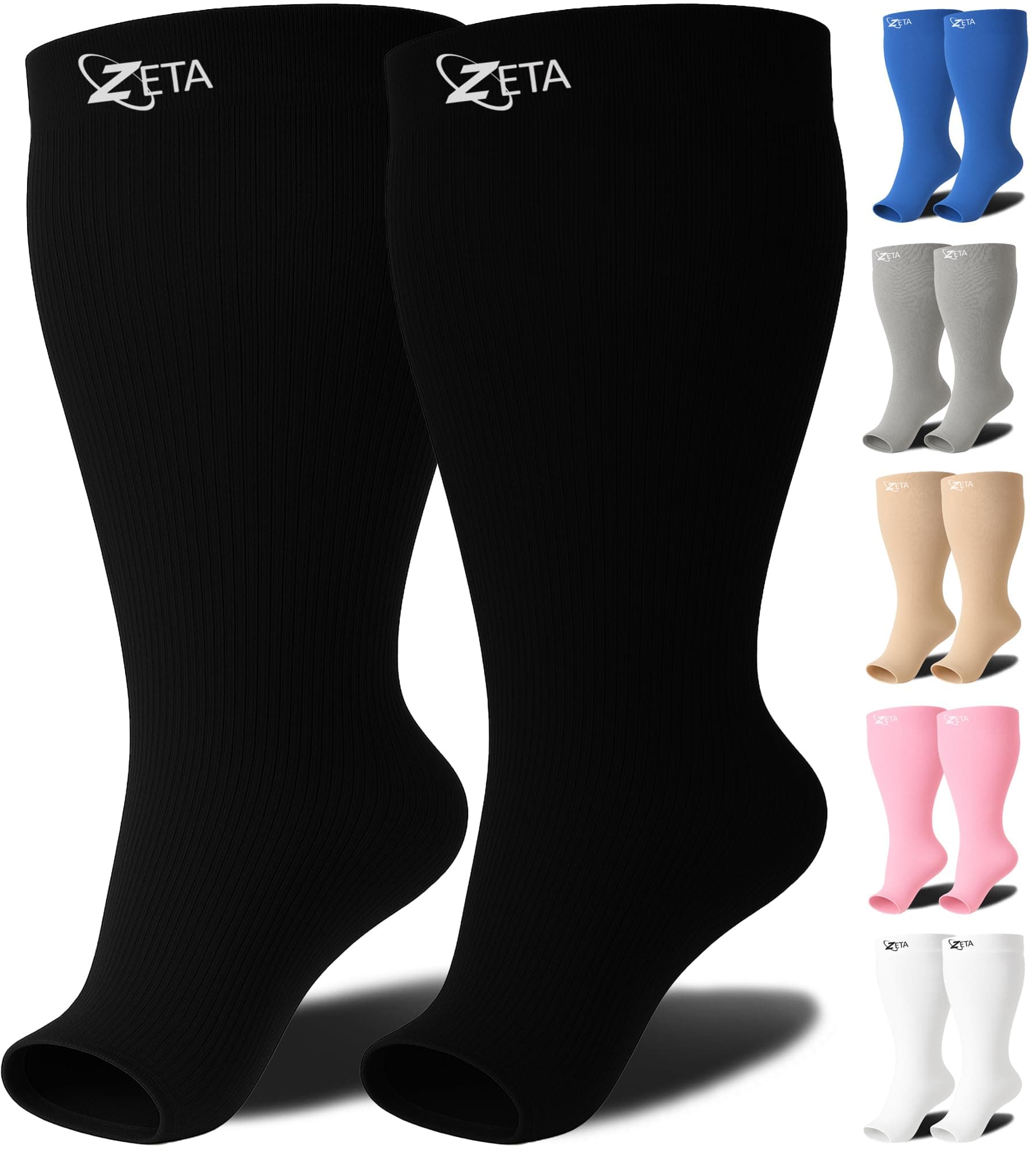 Zeta Wear Plus Size Open Toe Compression Socks
