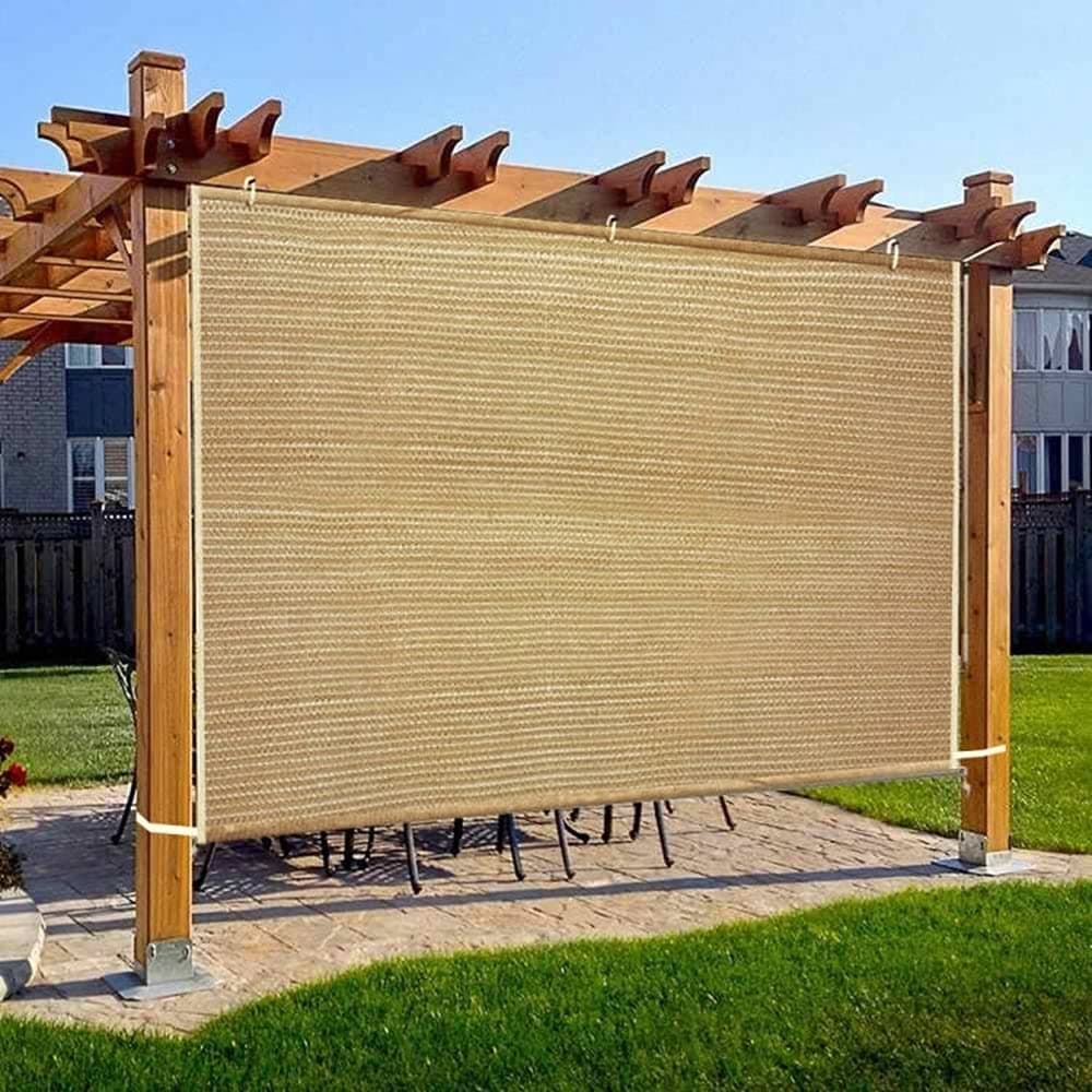 Shatex Garden Shade Fabric Adjustable Vertical Side Wall Panel for Patio/Pergola/Window 6x5ft Wheat