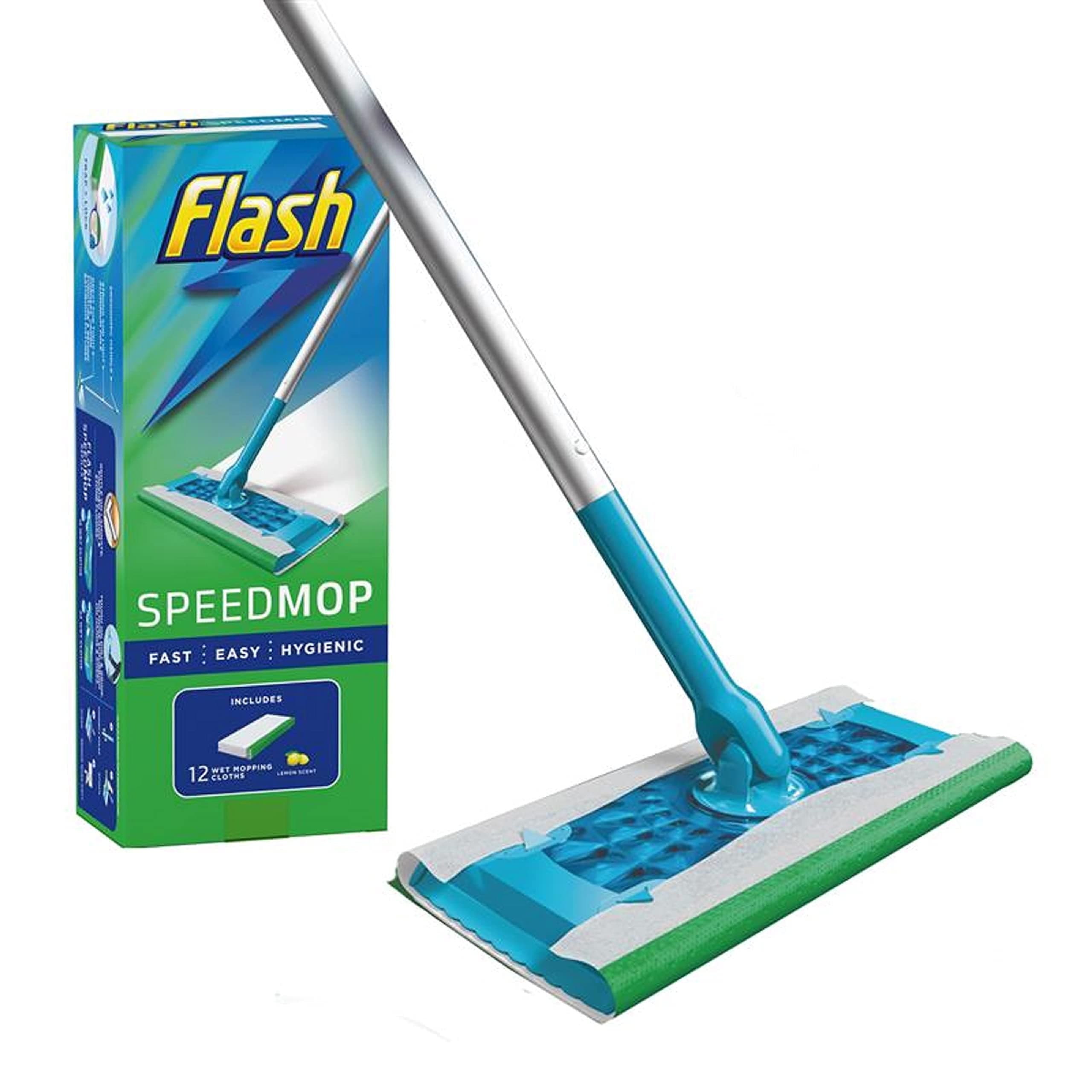 Flash Speedmop Starter Kit, Mop + 12 Absorbing Refill Pads, Lemon
