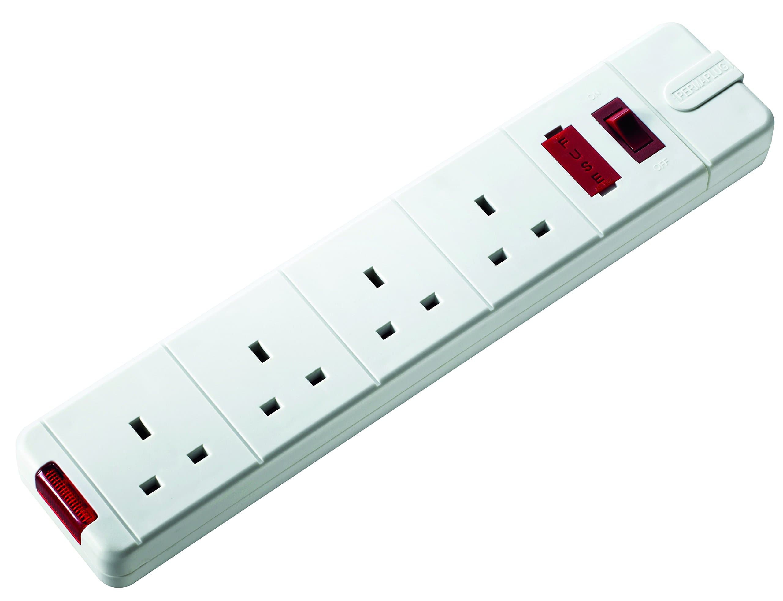 Masterplug Four Socket Trailing Socket with Power Switch, without Plug and Cable
