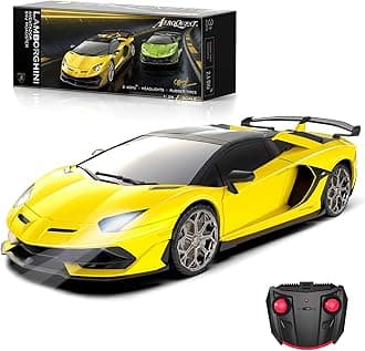 Lamborghini Remote Control Car, 1:24 Scale Electric Sport Racing Hobby Toy Car Lamborghini Model Vehicle for Boys Girls Birthday Gifts, Yellow