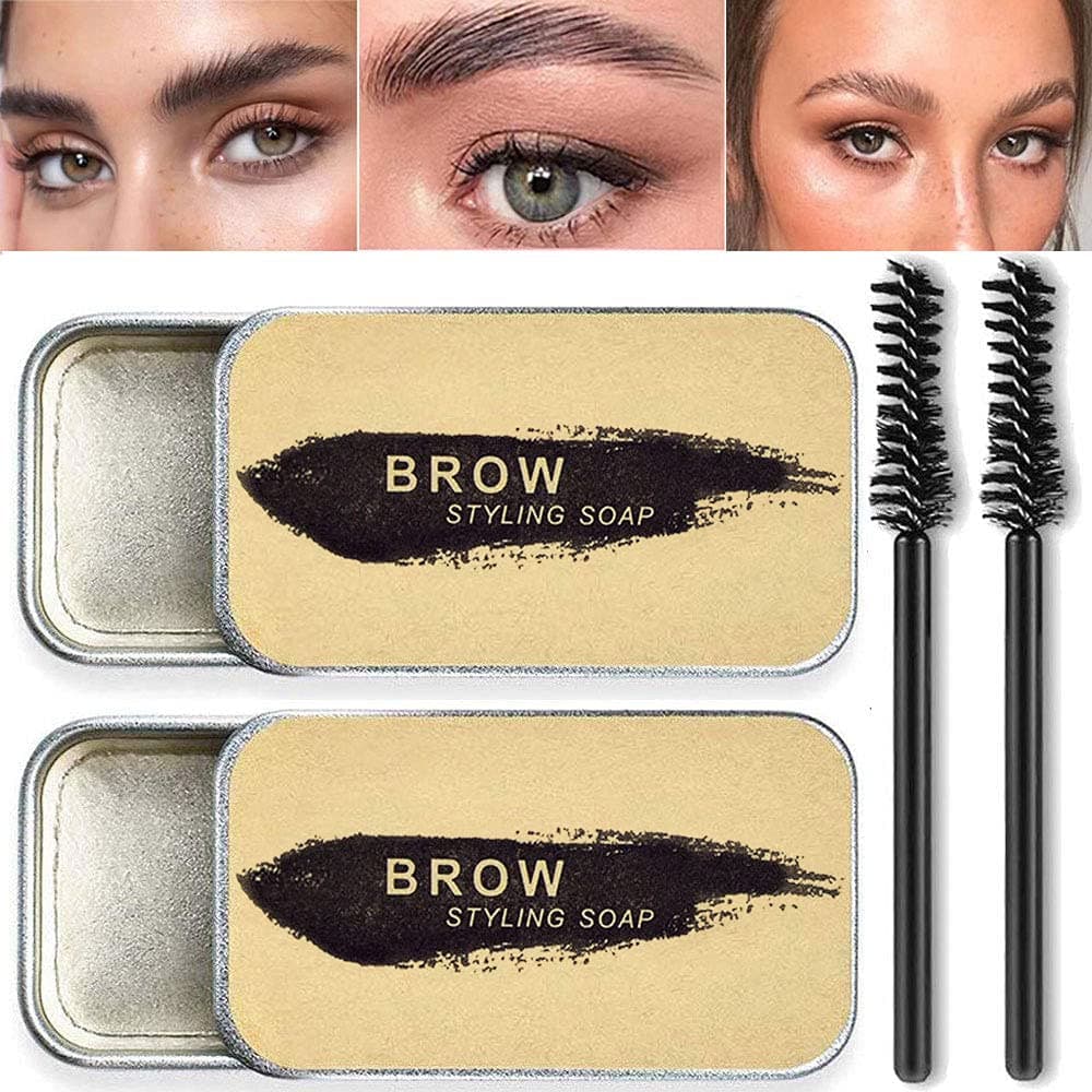Beauty Glazed 2 Pack Eyebrow Soap Kit, 4D Brows Gel Long Lasting Eyebrow Setting Gel Waterproof Eyebrow Makeup Balm Pomade Cosmetics (0.7 Ounce (Pack of 2))