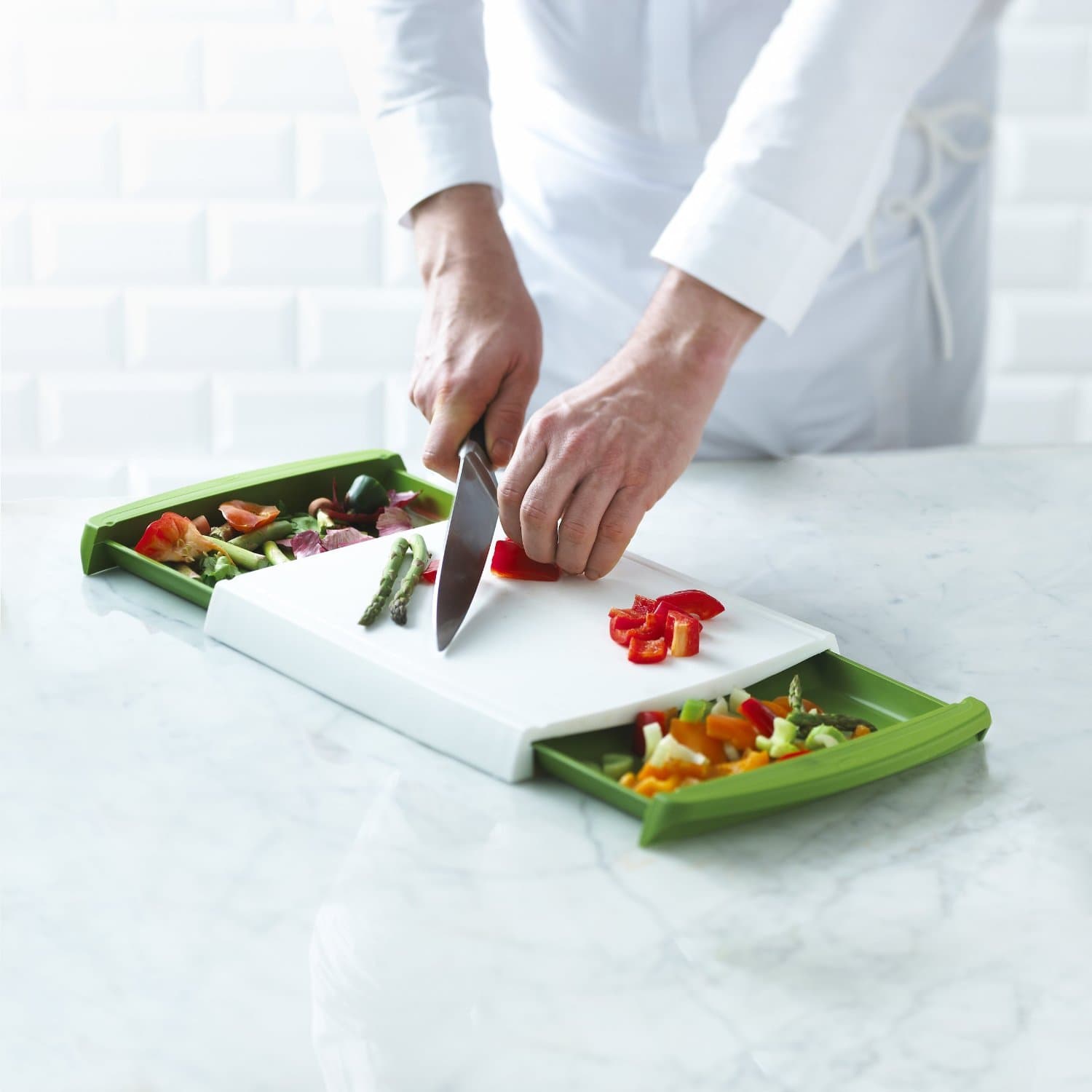 Chop and Clear Cutting Board with Removable Drawers
