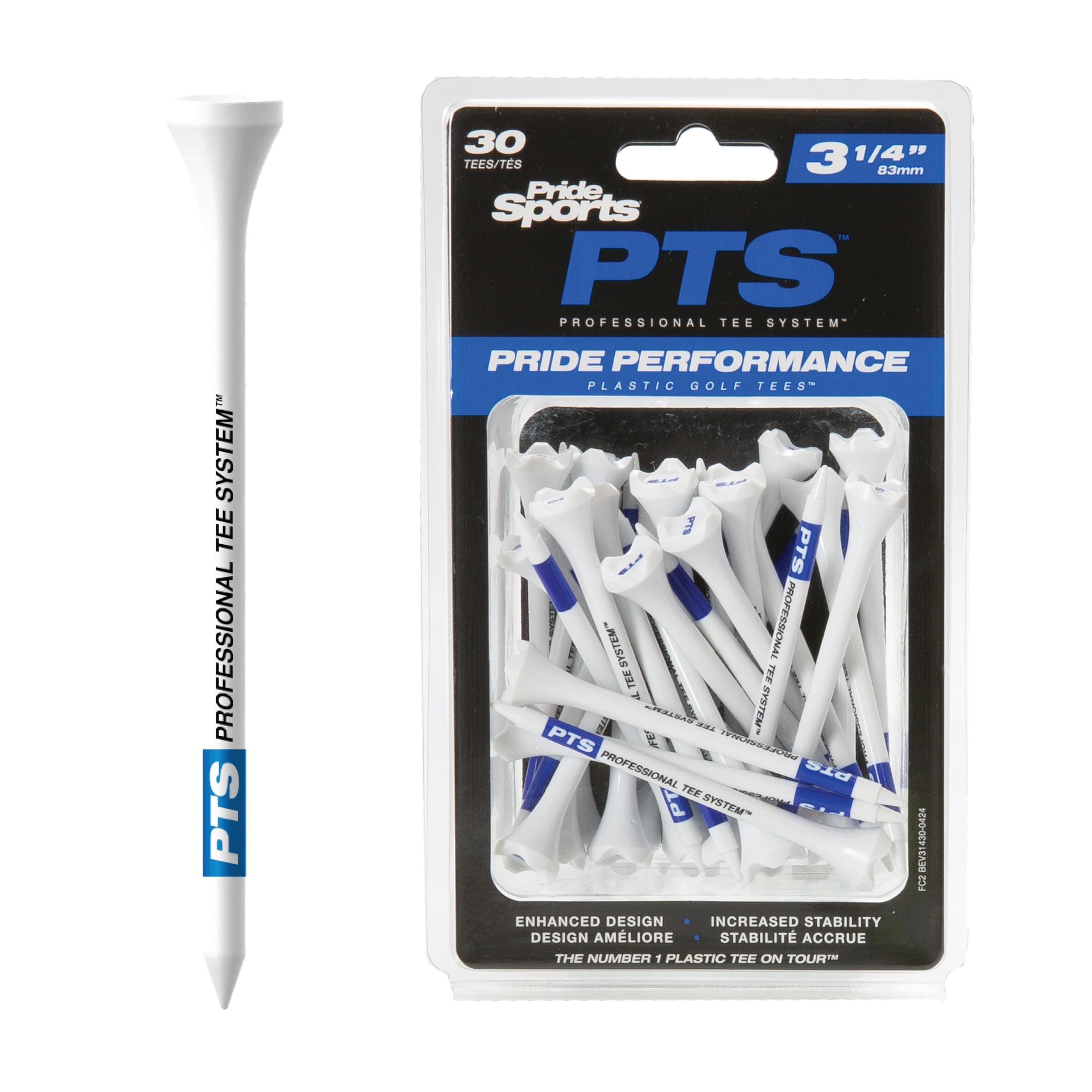 PTS Plastic Golf Tees | 30 Count, 3-1/4 Inch | #1 Plastic Tee on Tour | Best for Drivers & Woods