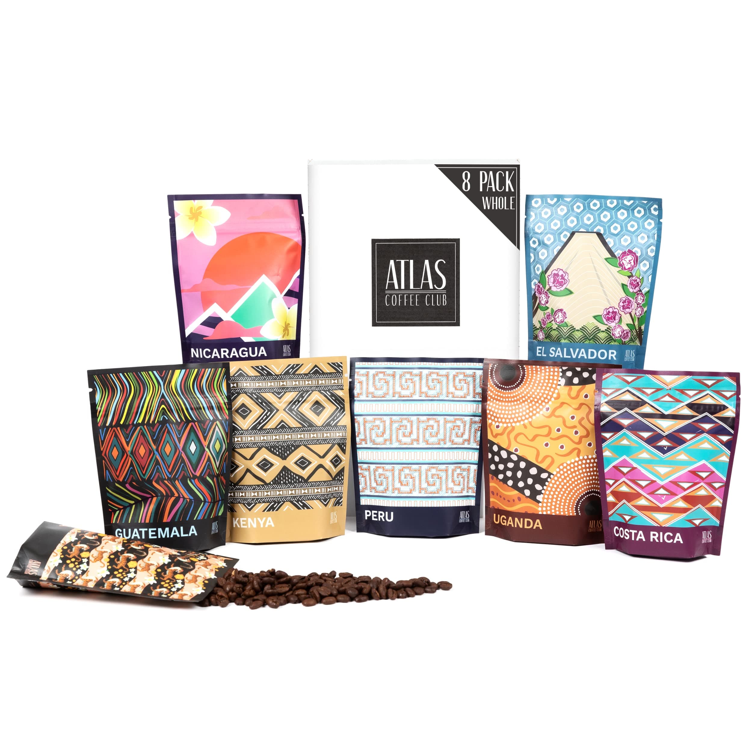 World of Coffee Discovery Set - Gourmet Coffee Gift Sampler - 8-Pack Variety Box of the World’s Best Single Origin Coffees - Whole Bean