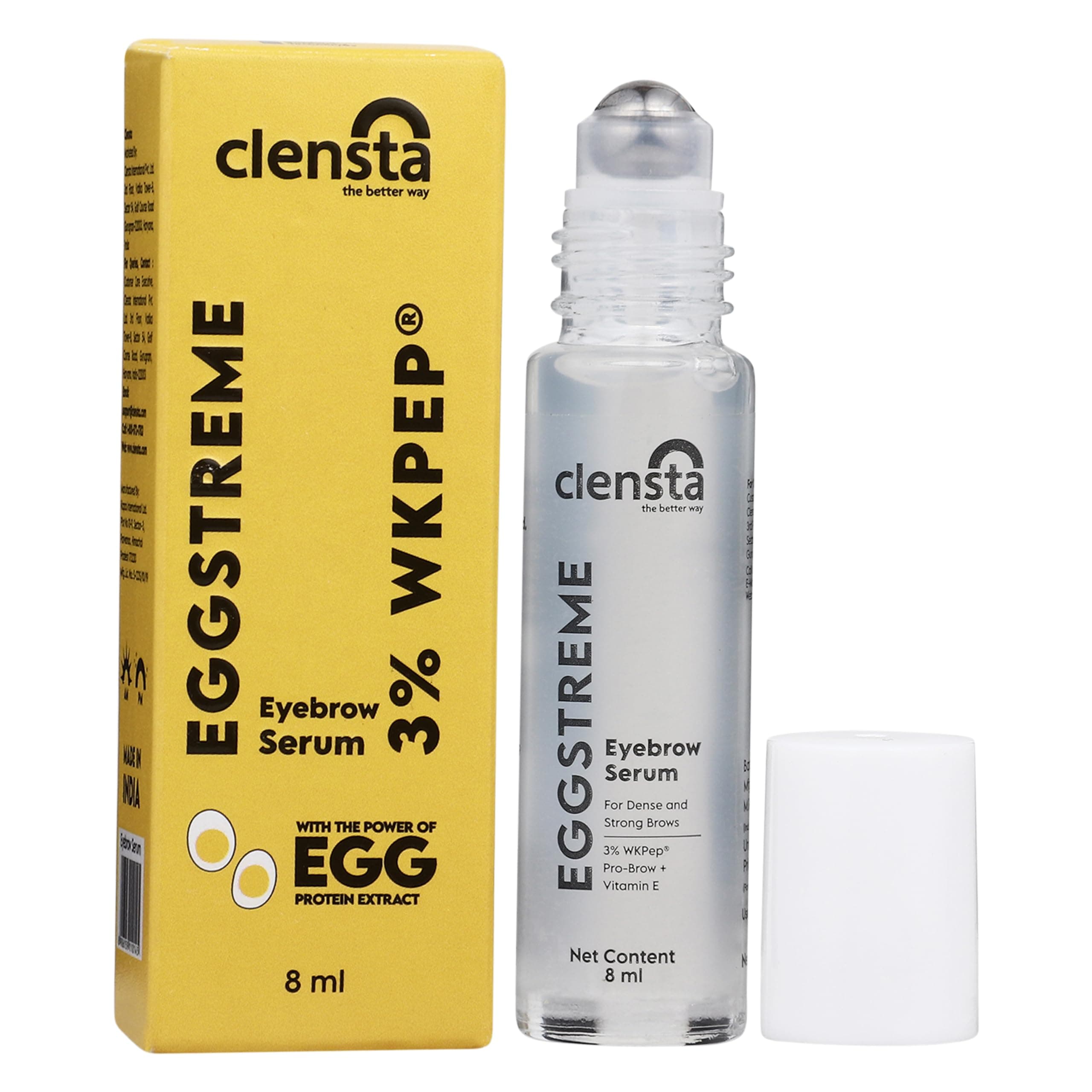 Eggstreme Eyebrow Growth Serum Roll on For Enhancer Thick Eyebrows With Egg Protein, Vitamin E, and Almond Oil for Women , Sulphate & Paraben Free 8 ml