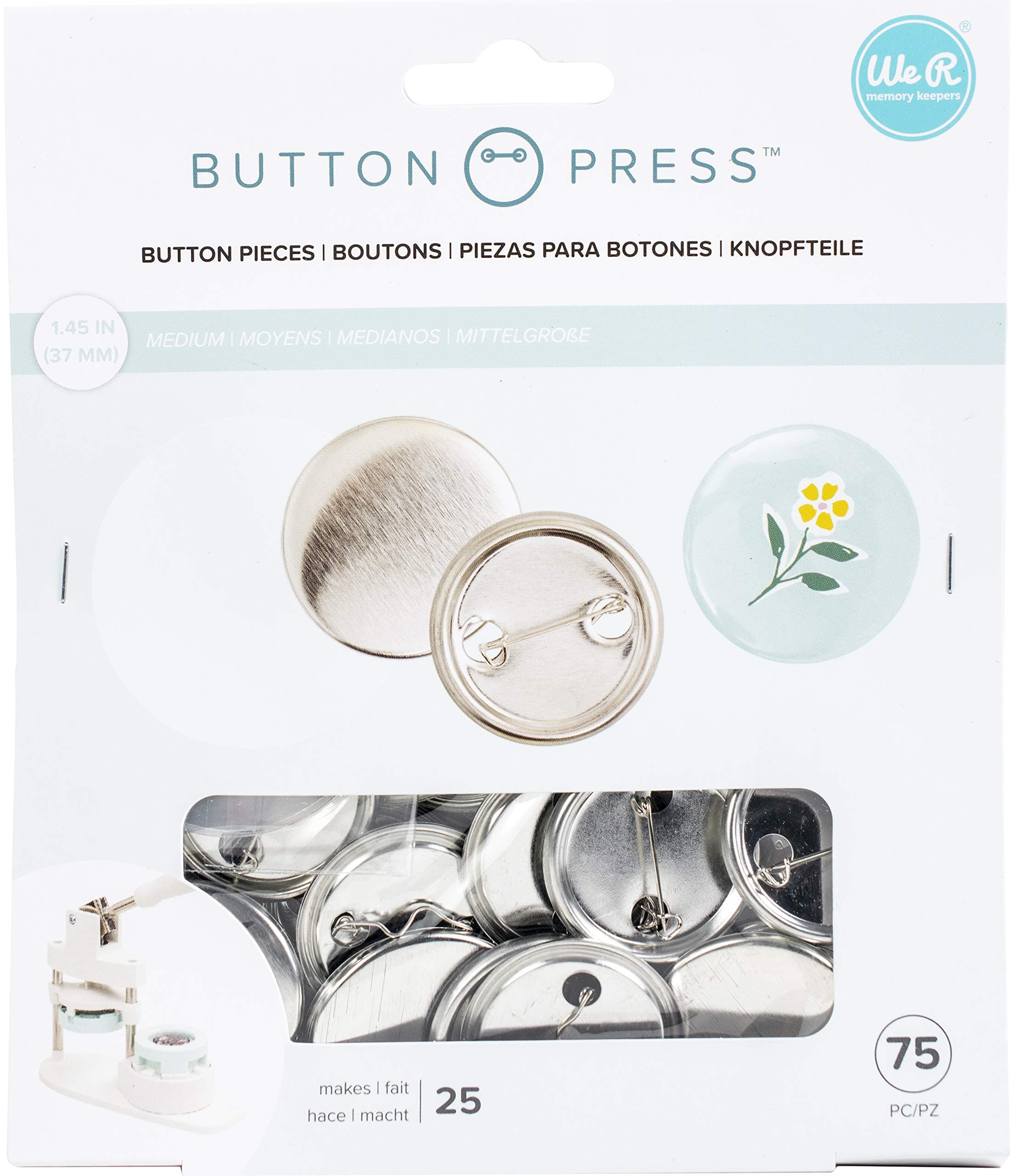 We R Memory Keepers Button Press 25 boutons 37mm 661070 Medium (37mm) one Size