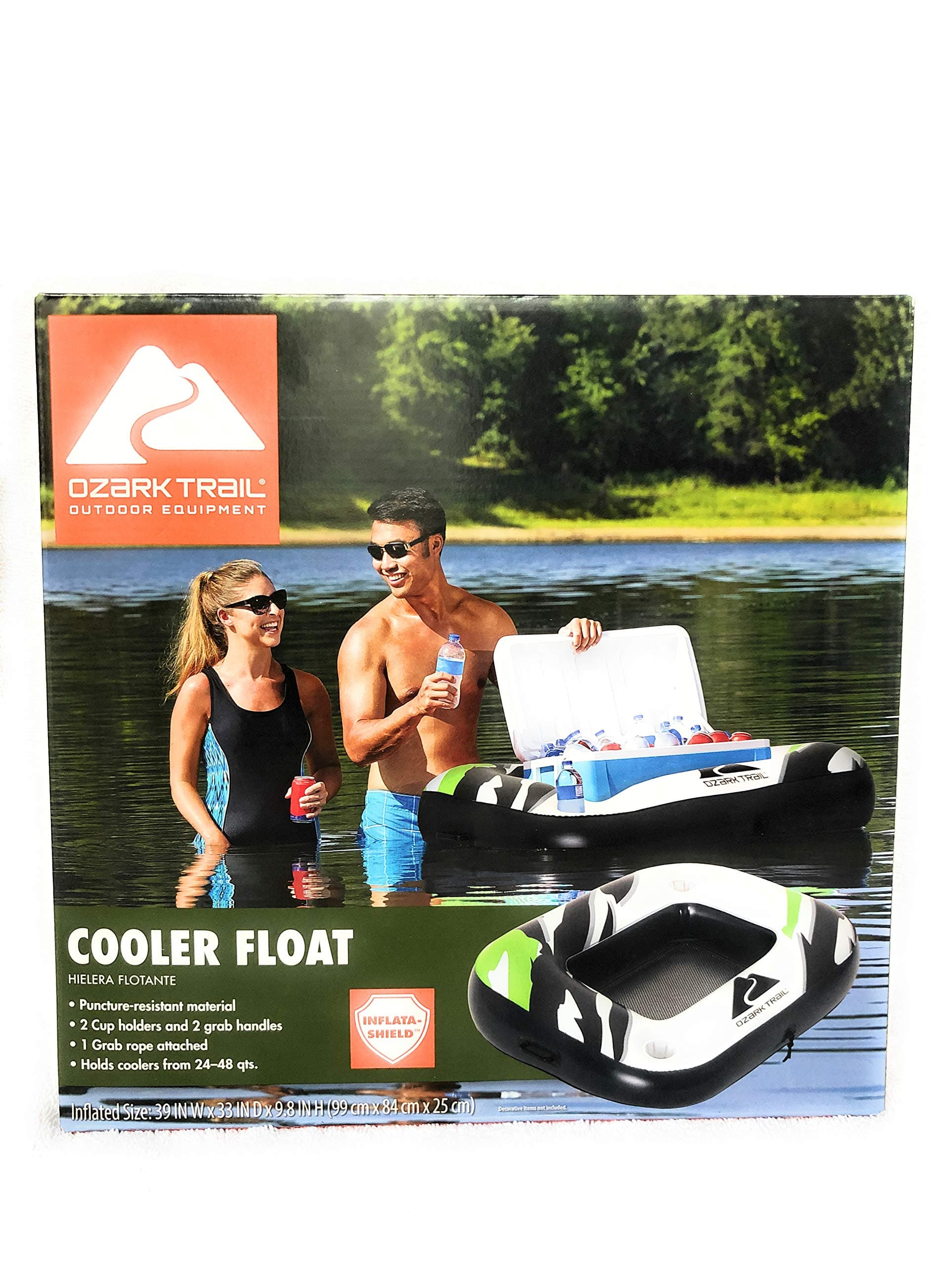Inflatable Cooler Float, 48 Quarts, Black