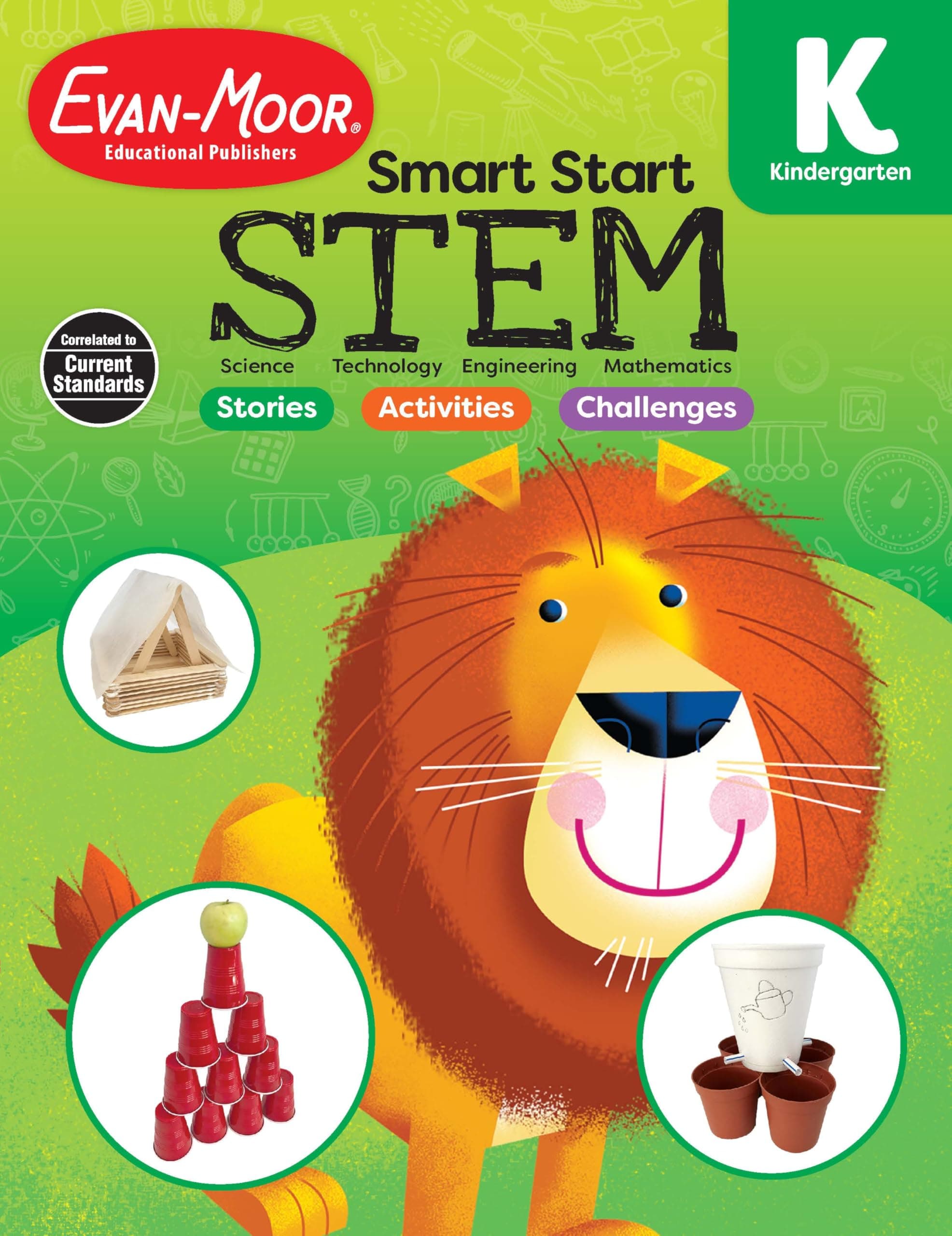 Evan-Moor Smart Start STEM Workbook, Kindergarten, Science, Technology, Engineering, Math, Hands On Activities, Problem Solving, Critical Thinking, Fine Motor Skills, Sequencing, Animals, Homeschool
