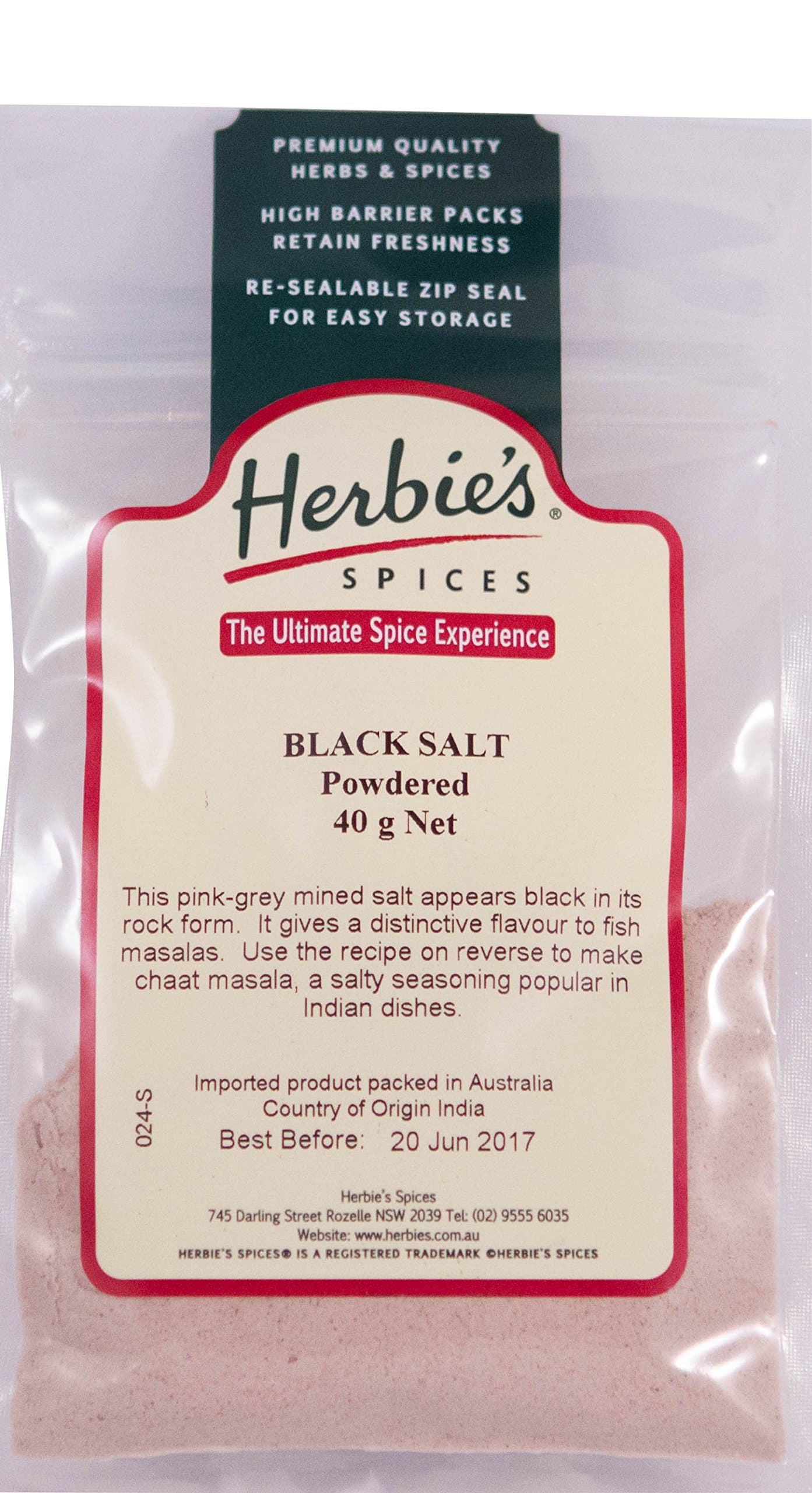 Herbie's Spices Black Salt Powdered - 40g