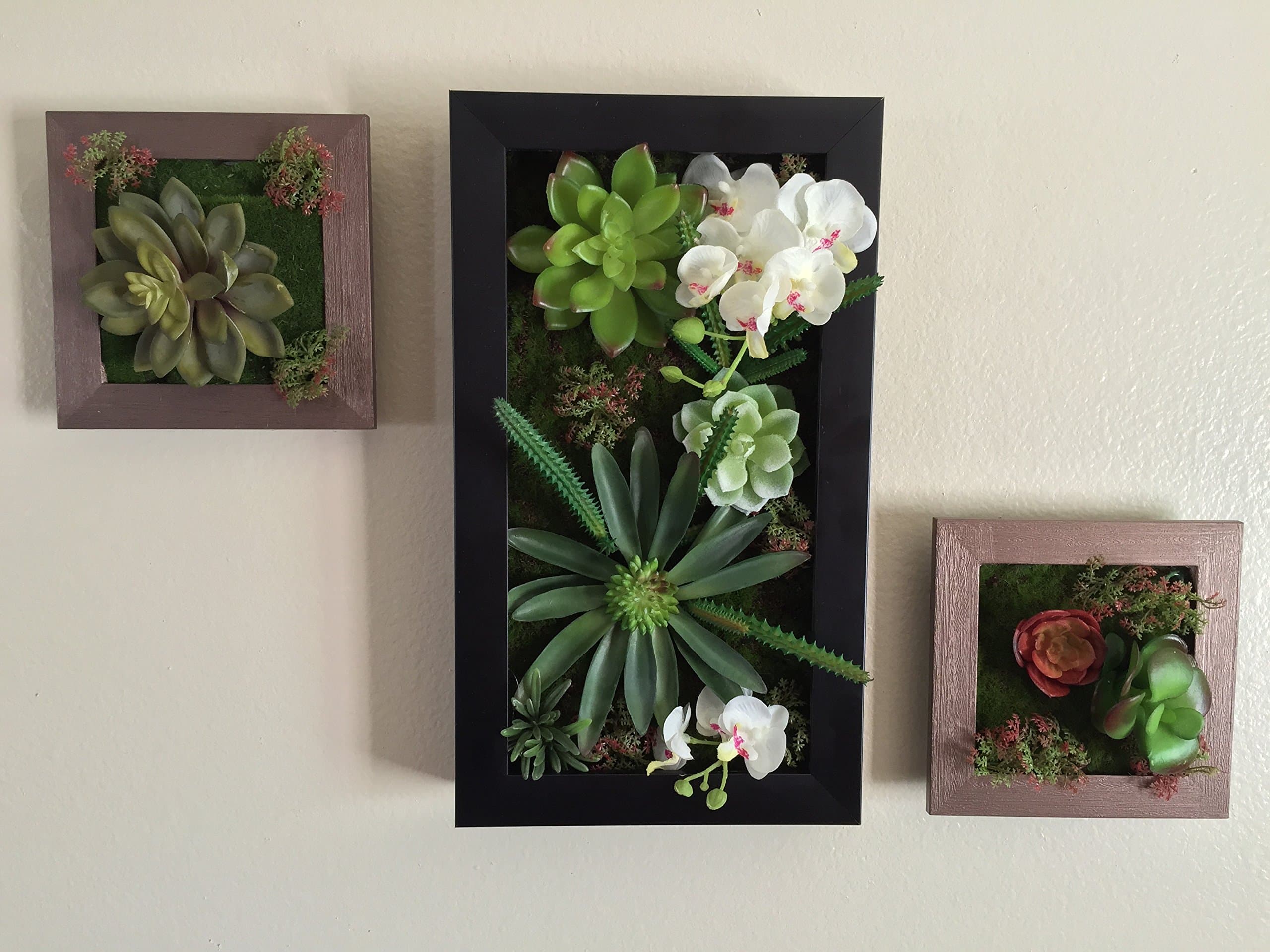 3D Artificial Plant Simulation Flower Frame Wall Decor Home Garden Decorative Art Wall Hanging Flower- 2pcs in 6" x 6" 1 in 6" x 10"